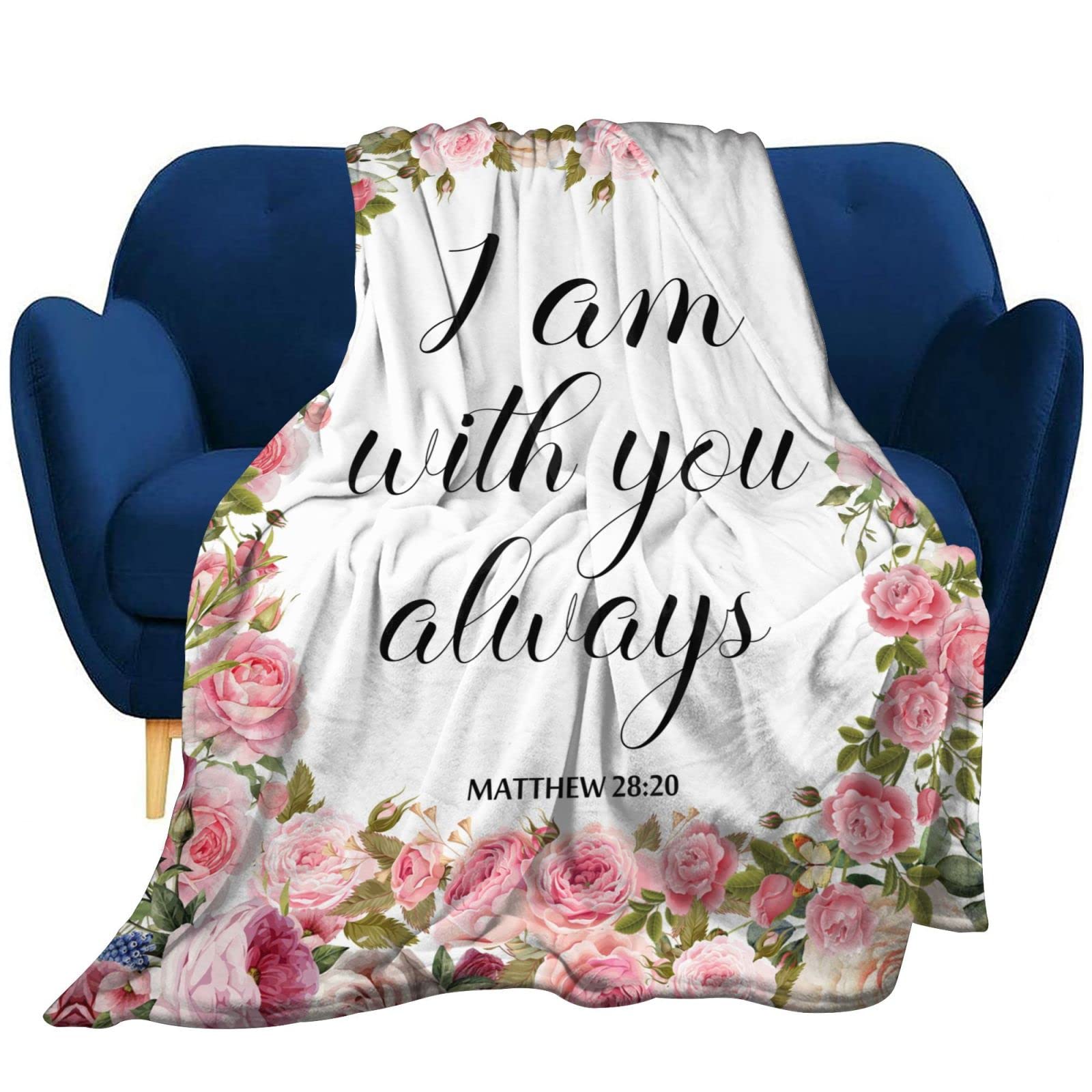 Christian Inspirational Throw Blanket with Bible Verses & Prayers - Soft Lightweight Flannel Blanket 40
