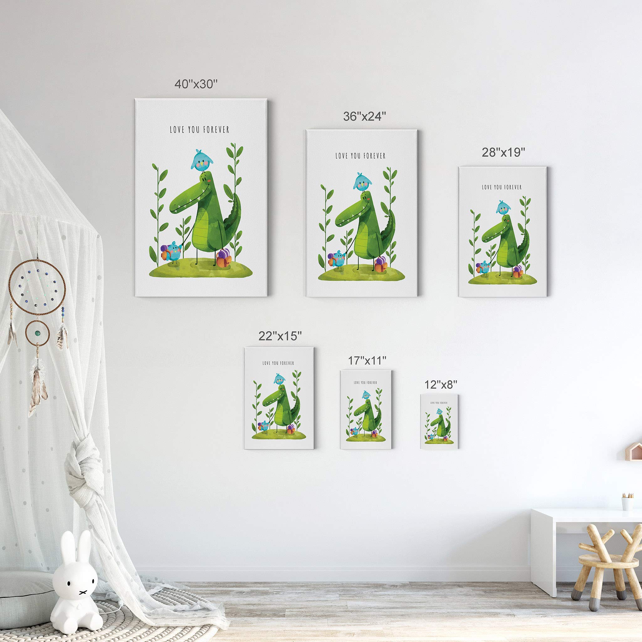 Cute Animals & Lovely Quotes 2-Piece Canvas Wall Art Set - White Background Nursery Decor for Baby Boy & Girl Rooms - Ready to Hang Kids Room Decor (28x19 Inches) - Made in USA | Perfect for Nursery, Playroom & Children's Bedroom Wall Decor