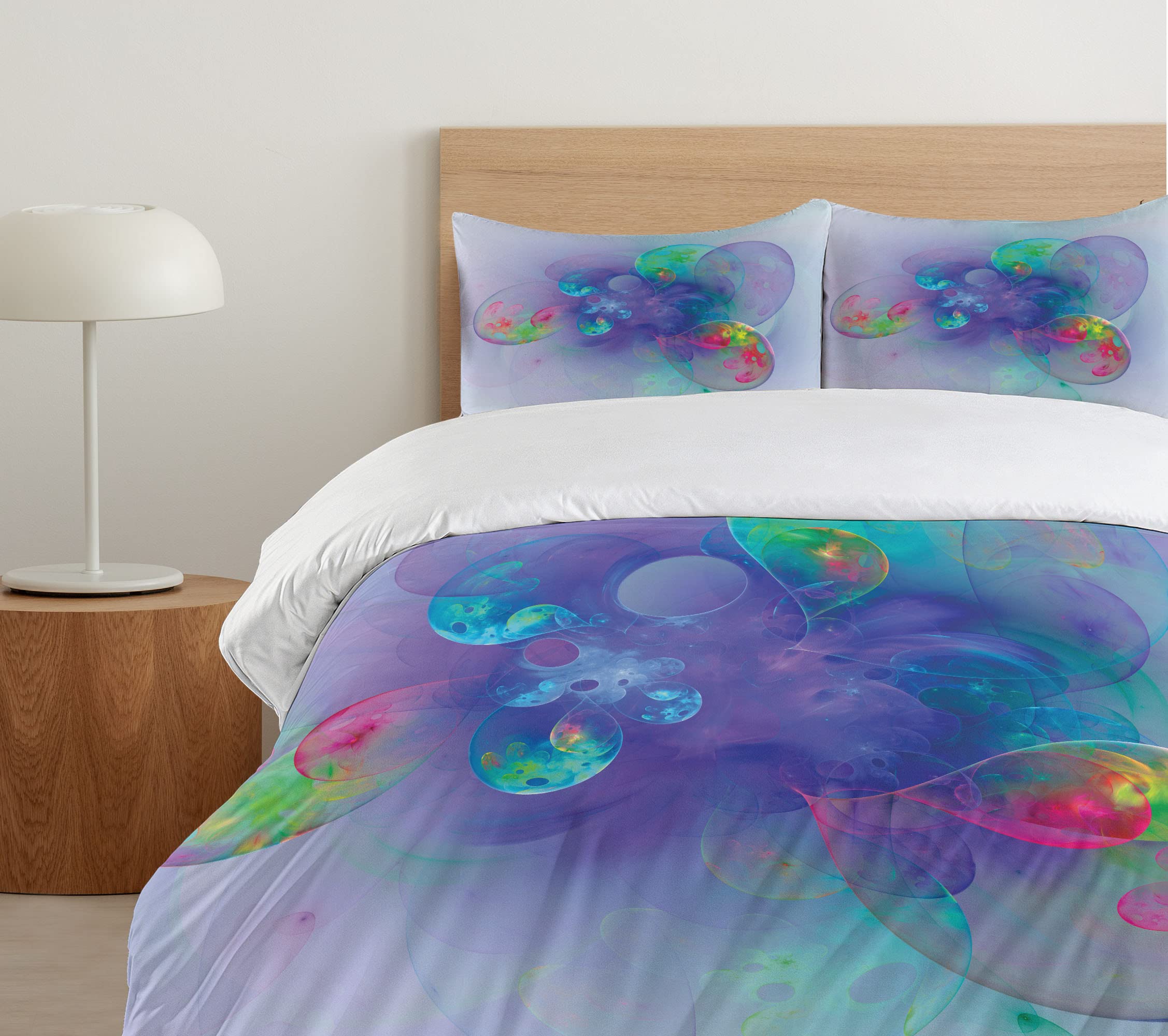 Ambesonne Psychedelic Abstract Duvet Cover Set - 3 Piece California King Bedding with 2 Pillow Shams, Trippy Digital Print in Violet Red - Perfect for Bohemian & Modern Bedroom Decor