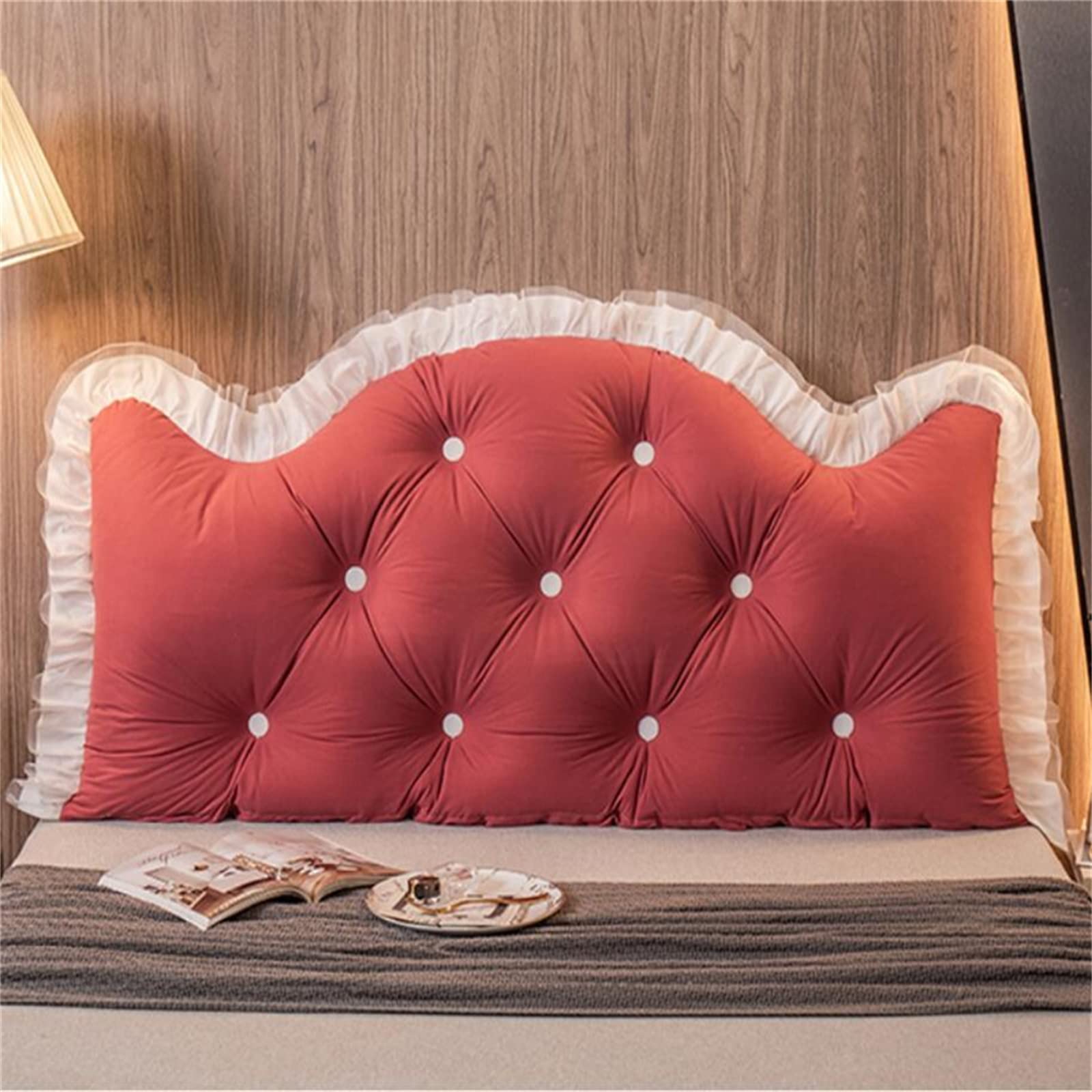 **King Queen Twin Headboard Pillow - Large Reading & Backrest Support Cushion for Sofa, Bed, Floor - Lumbar Wedge Bolster Pillow (79/200cm, Pink) - Perfect for Reading, Relaxing & Back Pain Relief**