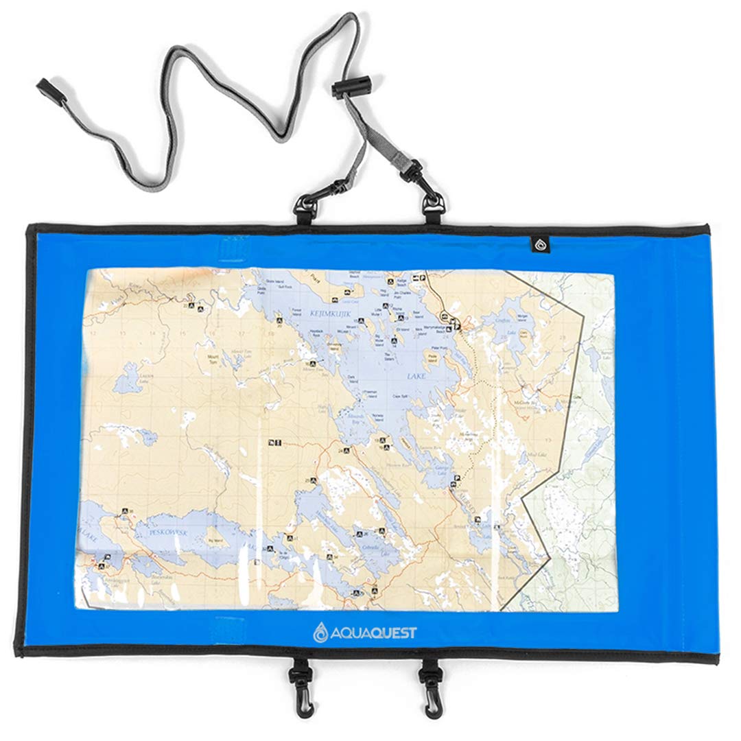 AquaQuest Waterproof Trail Map Case - Clear Window Dry Bag Holder with Lanyard for Hiking, Camping & Outdoor Adventures - 100% Leakproof Document Protector