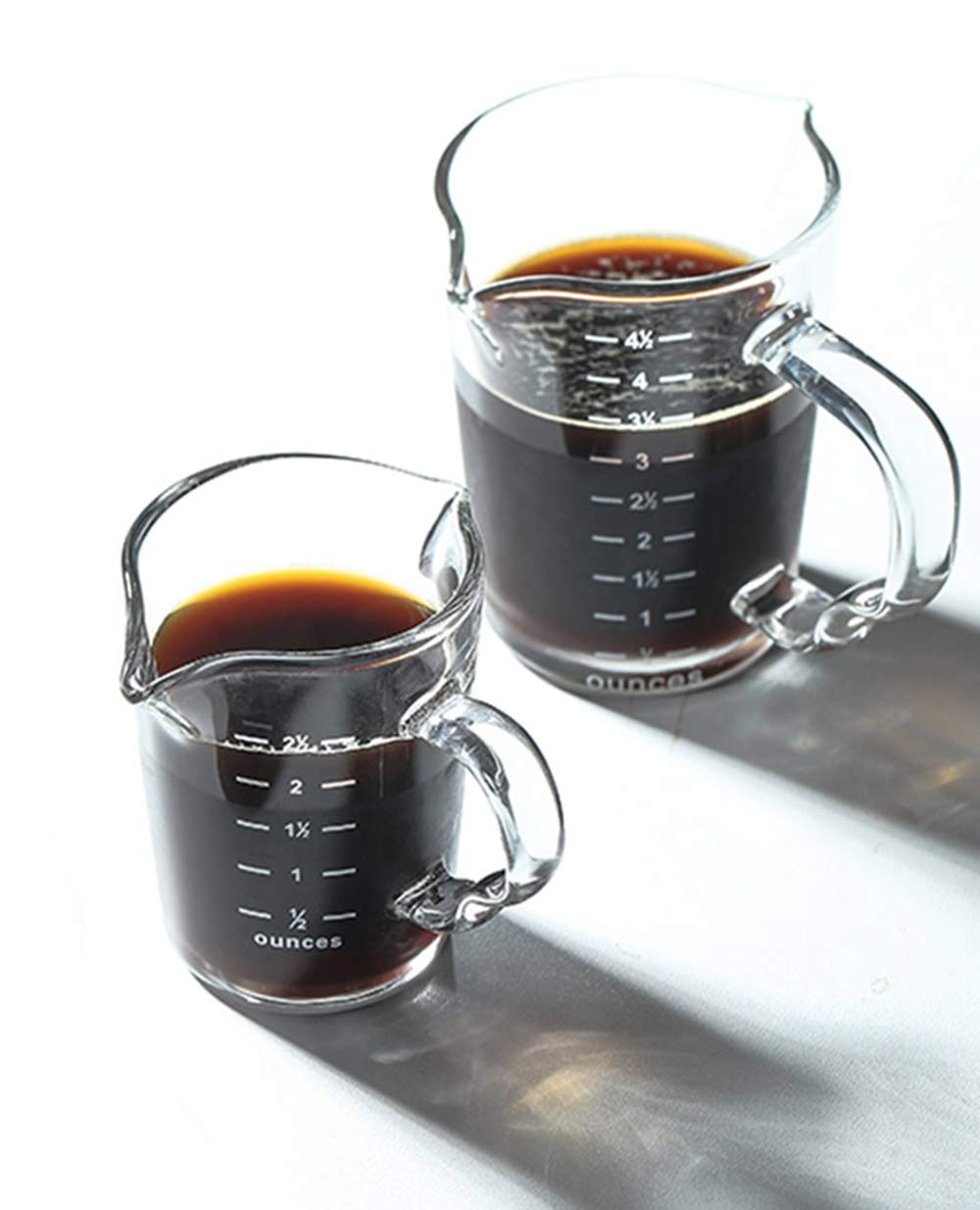 2 Spouts Glass Creamer Pitcher with Measurement Scale - Perfect for Coffee, Milk, and Tea Serving - Ideal for Cafes, Restaurants, and Home Breakfast Use