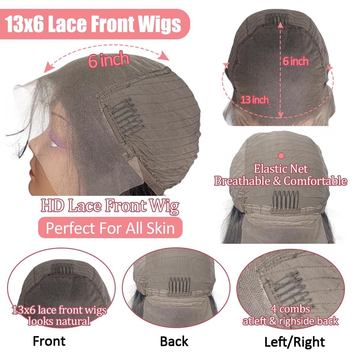 13x6 Water Wave Lace Front Wigs Human Hair - Pre Plucked 180% Density Curly Lace Front Wig - Wet and Wavy Human Hair Wig 10A - Glueless Wear and Go Replacement Wigs with Bleached Knots - Natural Black 24 Inch - Perfect for Daily Wear, Cosplay, and Special Occasions