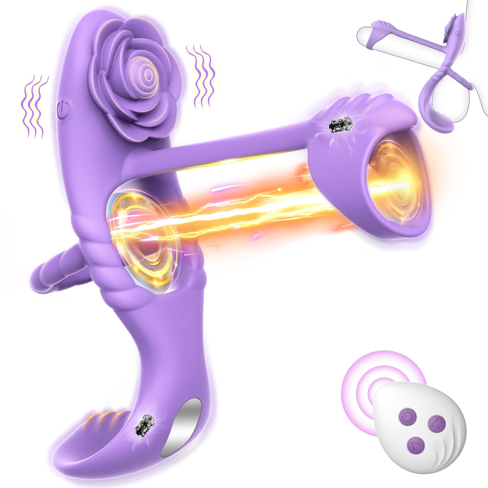 10-Speed Vibrating Cock Ring for Couples - Rose Clitoral Stimulator & Penis Testicle Massager | 4-in-1 Rechargeable Adult Sex Toy for Enhanced Intimacy - Perfect for Valentine's Day, Anniversary Gifts & Spicing Up Married Life