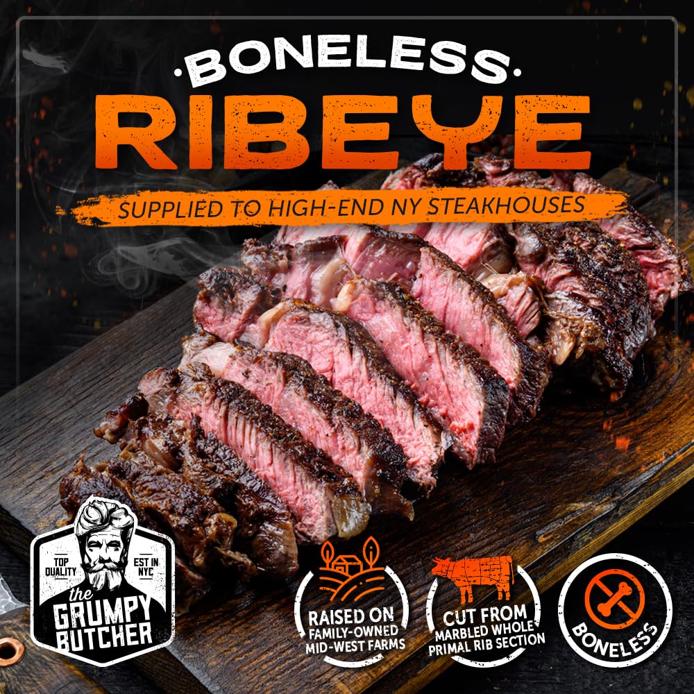 Premium Grumpy Butcher Steak Gift Basket - 2 Filet Mignons (8oz) & 2 Ribeyes (14oz) | USDA Prime Beef | Perfect for BBQ, Dinner Parties & Gourmet Food Gifts | Carne Asada & Special Occasions