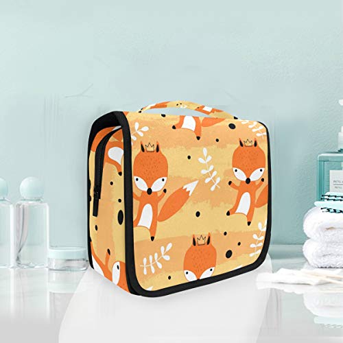 Domook Hanging Travel Toiletry Bag - Cute Fox Princess Crown Cosmetic Organizer for Men & Women | Perfect for Makeup Storage, Bathroom Organization & Vacation Essentials