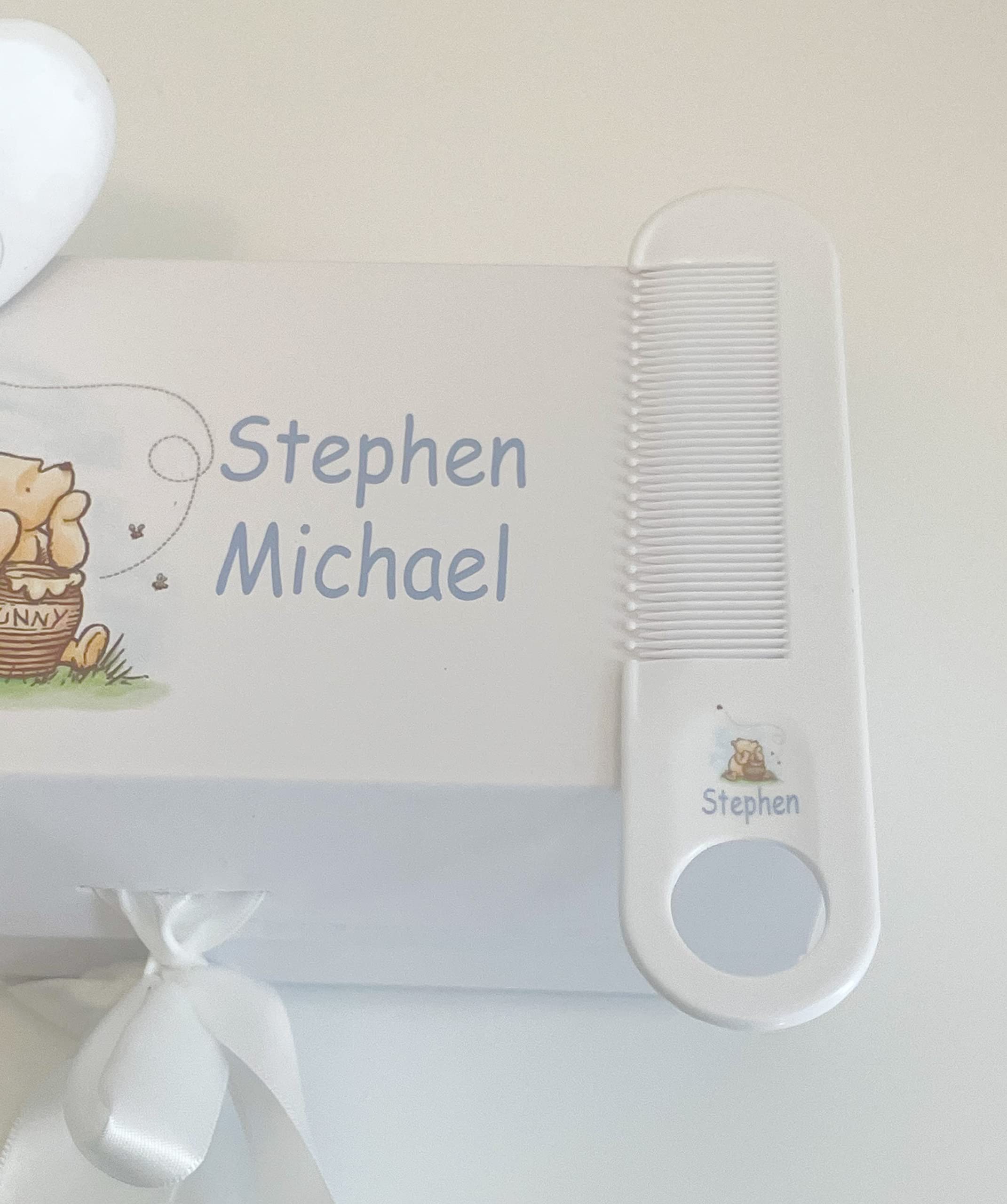 Personalized Winnie The Pooh Baby Gift Set - Newborn Brush & Comb Kit for Boys & Girls (0-3 Years) | Perfect Baby Shower Present for Nursery, Christening & First Birthday Celebrations