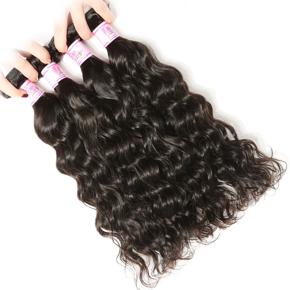 Beauty Forever 8A Brazilian Virgin Hair Extensions - 100% Unprocessed Human Hair Weave Bundles (3 Pcs) in Natural Wave & Wet Wavy Style - 22 24 26 Inch Natural Color | Perfect for Daily Wear, Parties & Special Occasions