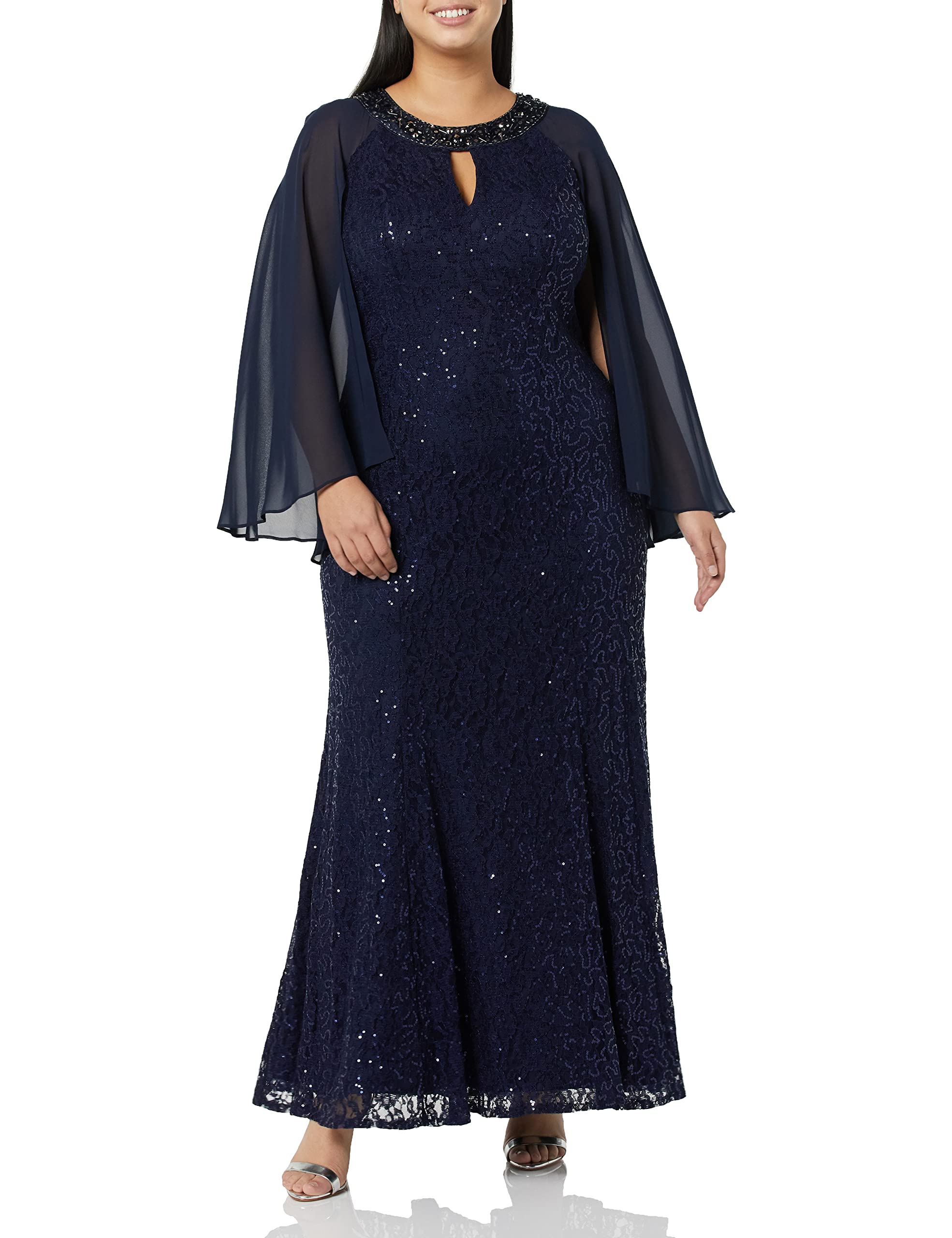 Alex Evenings Plus Size Women's Cold Shoulder Popover Dress - Elegant Formal Wear for Weddings, Parties & Special Occasions