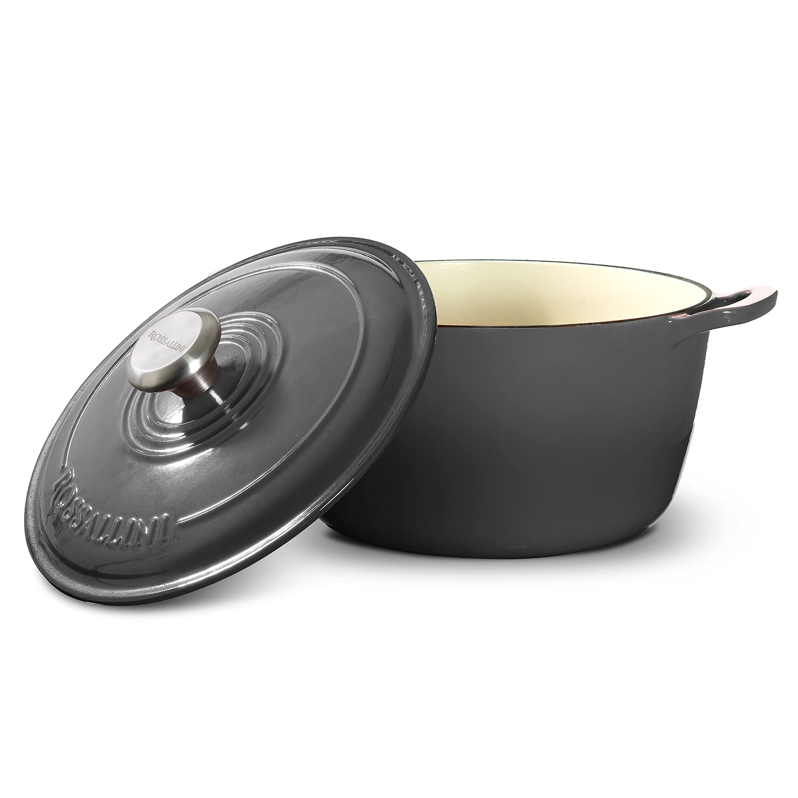 Premium 5.5Qt Enameled Cast Iron Dutch Oven with Lid - Nonstick Oven Safe Cookware for Roasting, Baking, Sautéing & Bread Making | Perfect for Soups, Stews & Family Dinners | Oyster Grey
