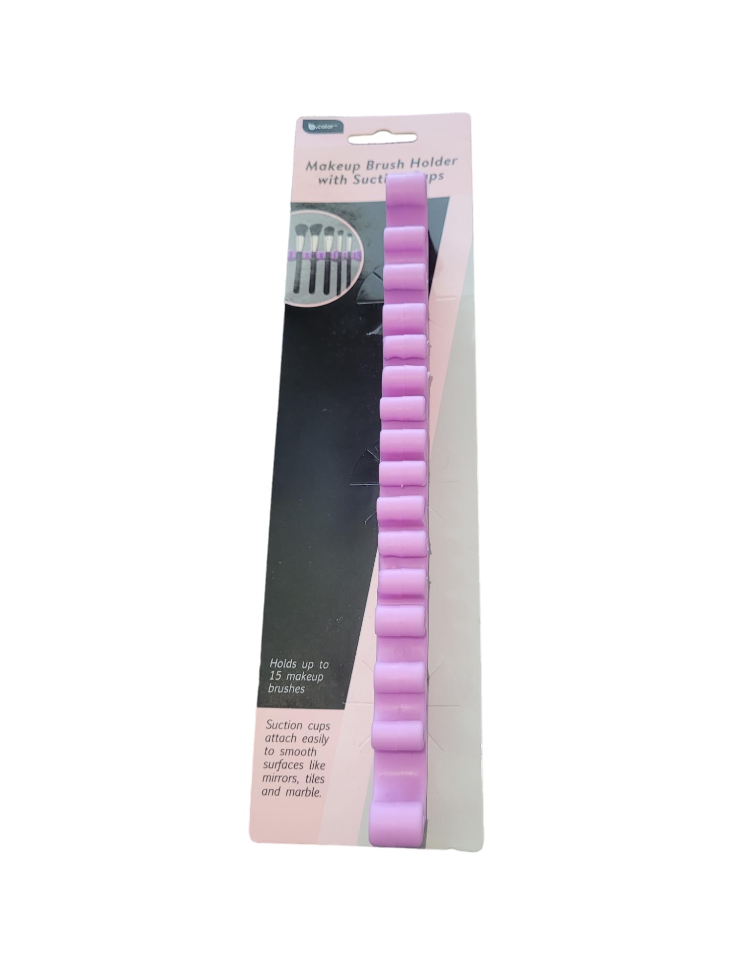 Premium Makeup Brush Holder with Suction Cups - Holds 15 Brushes, Light Purple Cosmetic Organizer for Vanity, Bathroom & Travel - Perfect for Makeup Artists & Beauty Enthusiasts