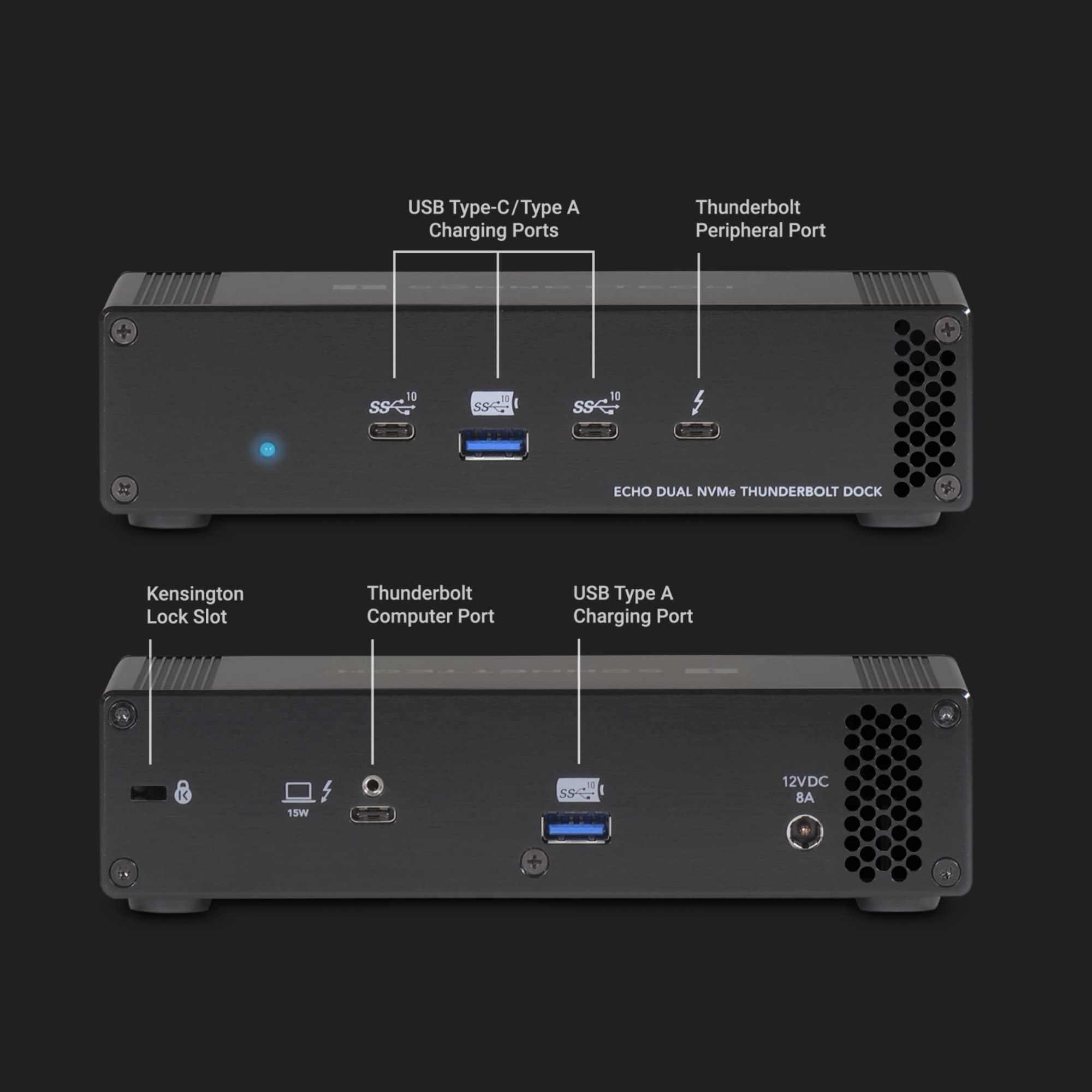 Sonnet Echo Dual NVMe Thunderbolt Dock - High-Speed Thunderbolt 3 SSD Enclosure for Mac & PC - Perfect for Video Editing, Gaming & External Storage Expansion