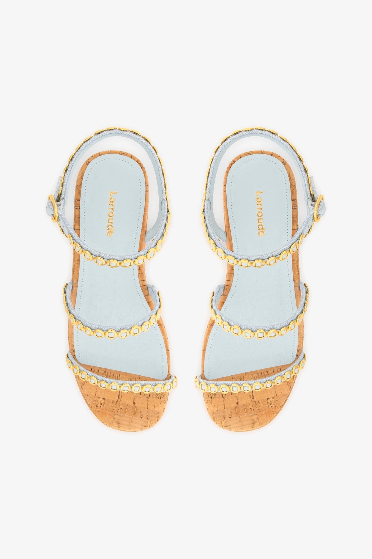 Gio Milanina Flatform Sandals in Maya Denim & Natural Cork - Stylish Summer Wedges for Beach, Vacation and Casual Outfits
