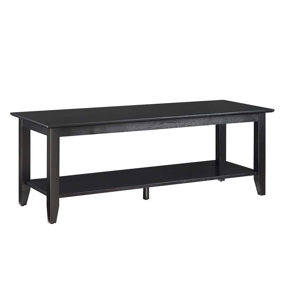 American Heritage Coffee Table with Shelf - Black Wooden End Table for Living Room | Stylish & Functional Furniture for Home Decor, Entertainment, and Storage
