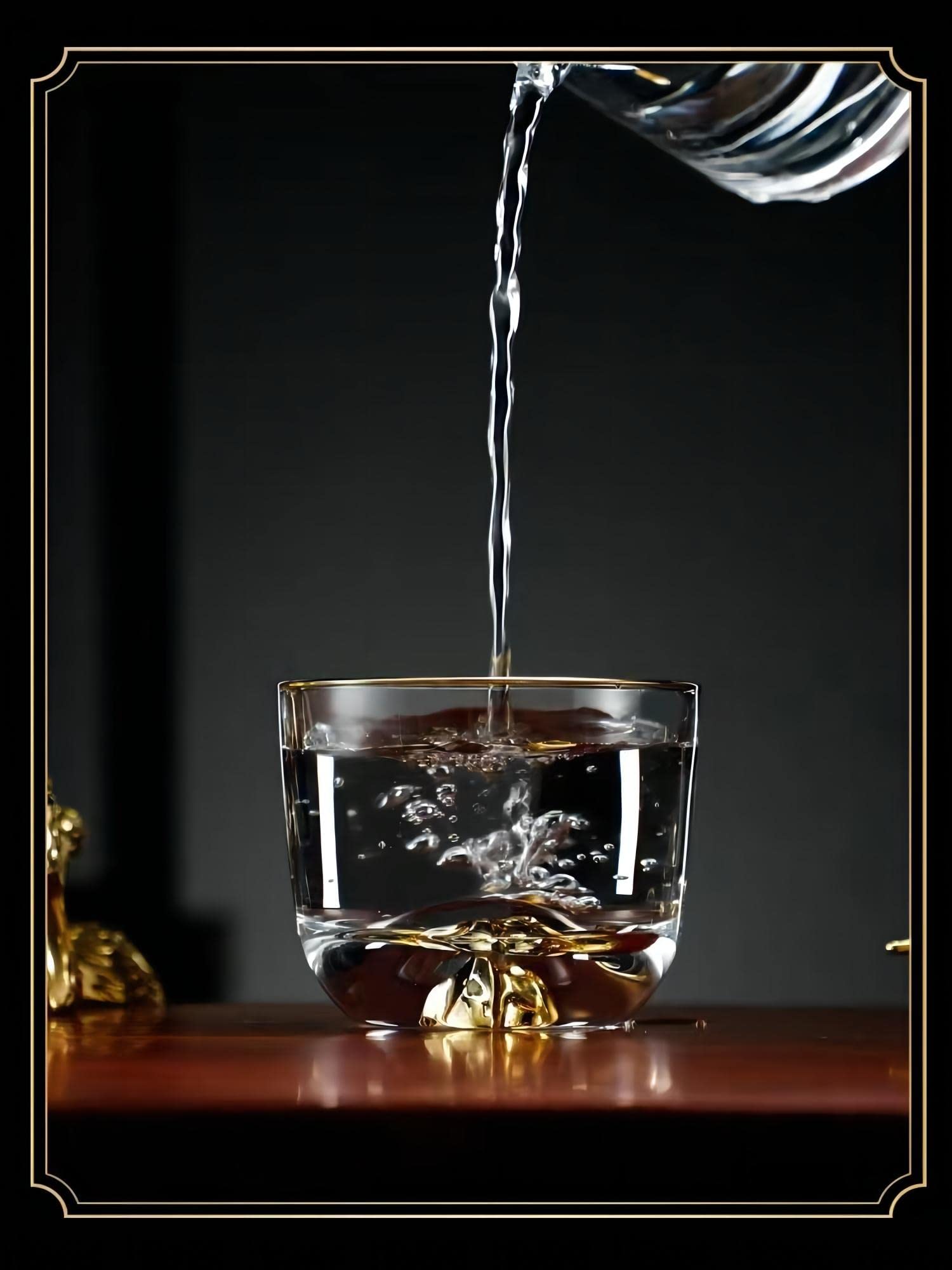 Handmade Japanese Kanayama Guinomi Sake Glass - Artisan Blown Glass with Gold Rim for Cold Sake, Sake Pot & Gift Box - Perfect for Japanese Cuisine, Birthday Gifts & Home Bar Accessories