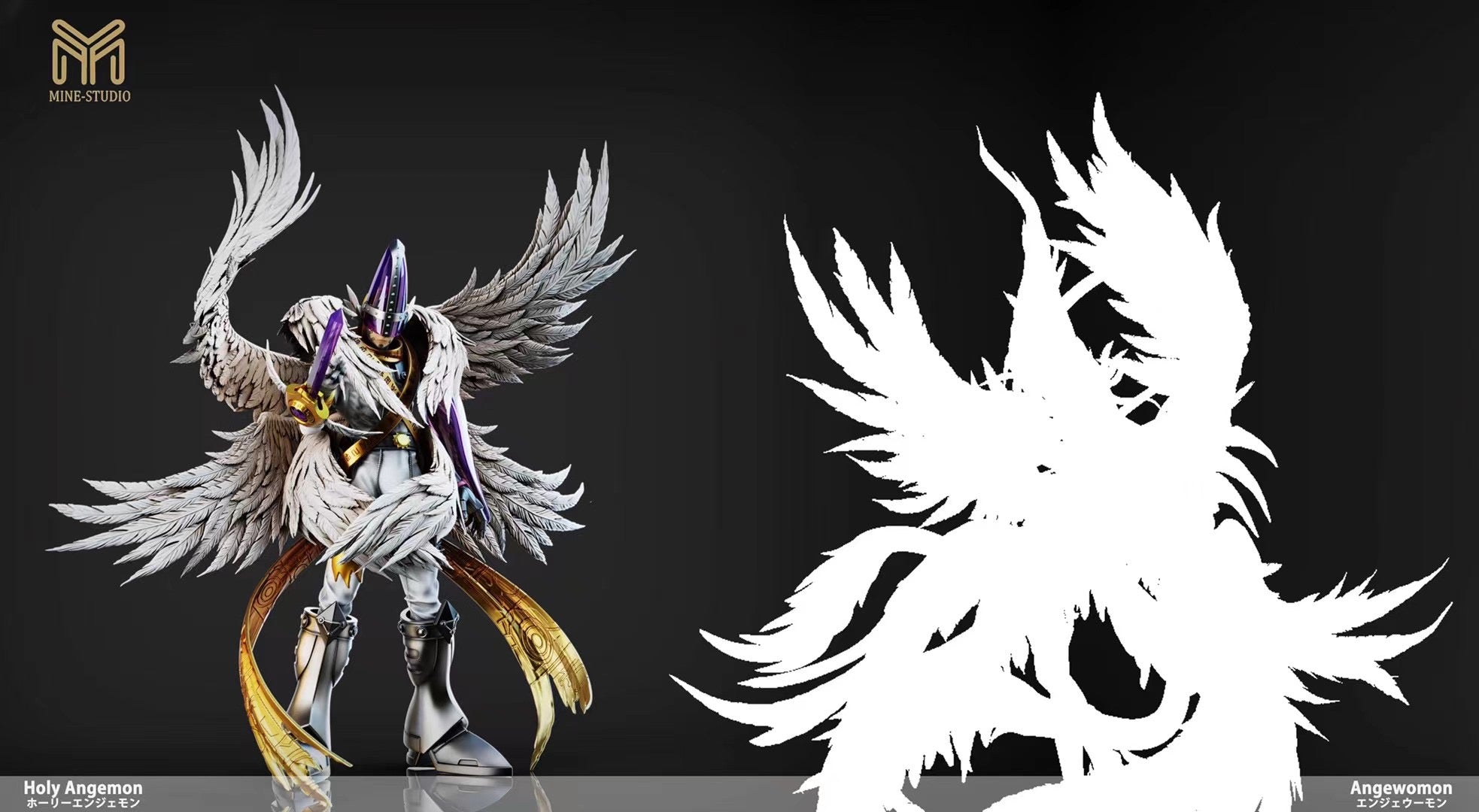 MINE Studio Holy Angemon Action Figure - Digimon Digital Monster Collectible Toy for Fans & Gift Idea | Perfect for Display, Cosplay, and Anime Collections
