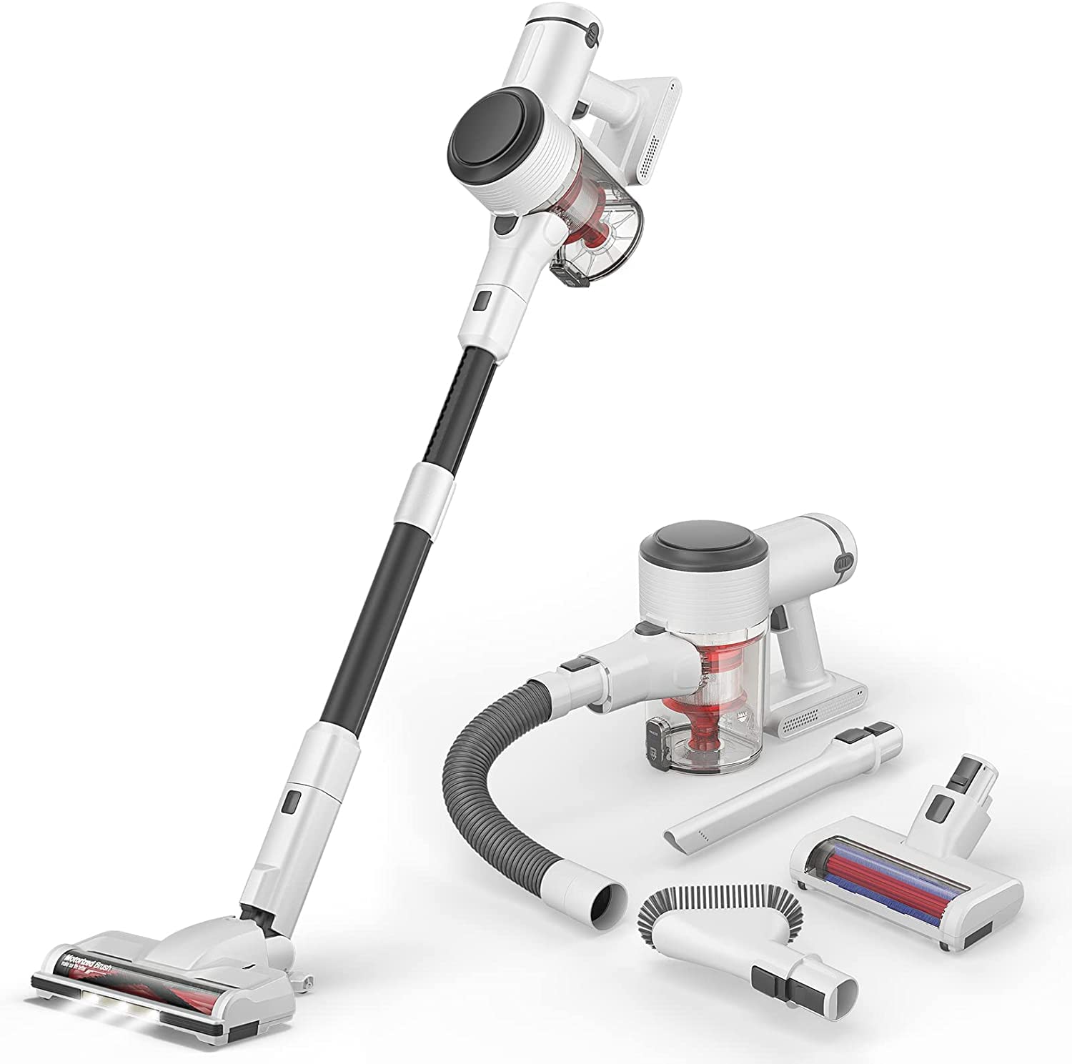 NEQUARE Cordless Stick Vacuum Cleaner with Upgraded 7-Cell Battery - Lightweight, Self-Standing Design with Storage Rack - Powerful Suction for Pet Hair, Hard Floors & Carpets - Includes Multi-Attachments for Whole Home Cleaning - Perfect for Quick Cleanups & Deep Cleaning Sessions