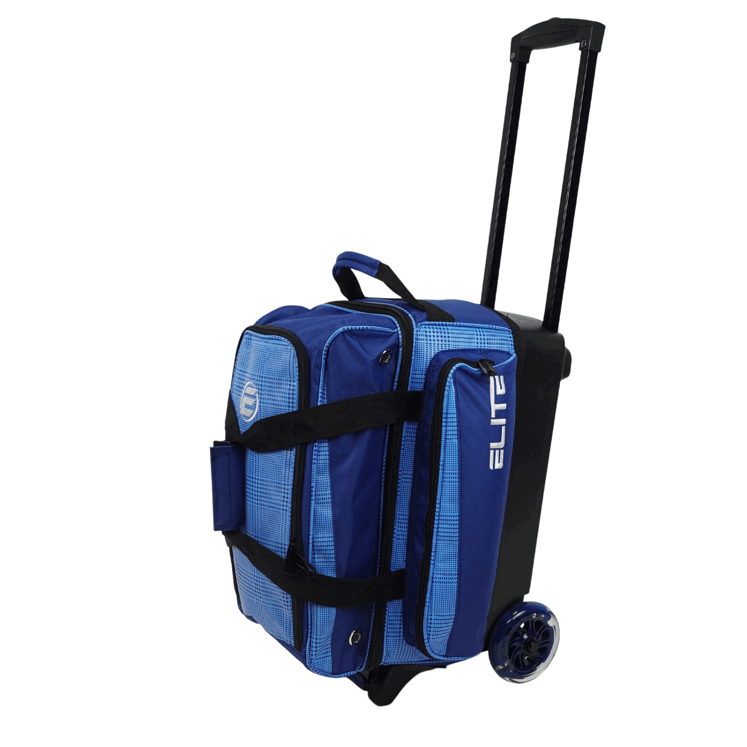 ELITE Deluxe Double Roller Bowling Bag - Navy Plaid Design for Easy Transport | Perfect for League Play & Tournaments | Durable & Stylish Bowling Accessory