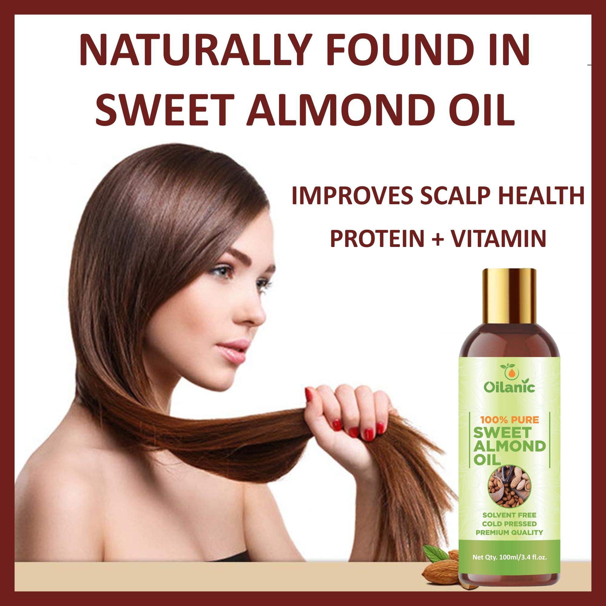 Oilanic 100% Pure & Natural Olive Oil & Sweet Almond Oil Combo - 2 Bottles (100ml Each, Total 200ml) for Hair Care, Skin Moisturizing & Massage - Perfect for DIY Beauty & Aromatherapy