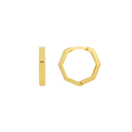 14K Gold Hexagon Huggie Hoop Earrings for Women - Minimalist Geometric Stud Earrings for Everyday Wear & Gifting