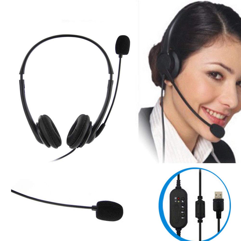Sawakaka USB Headset with Noise Cancelling Microphone & Audio Controls - Lightweight Wired PC Headphones for Business Calls, Gaming, and Online Meetings (Black, Binaural) - Perfect for Remote Work, Zoom Calls, and Office Use