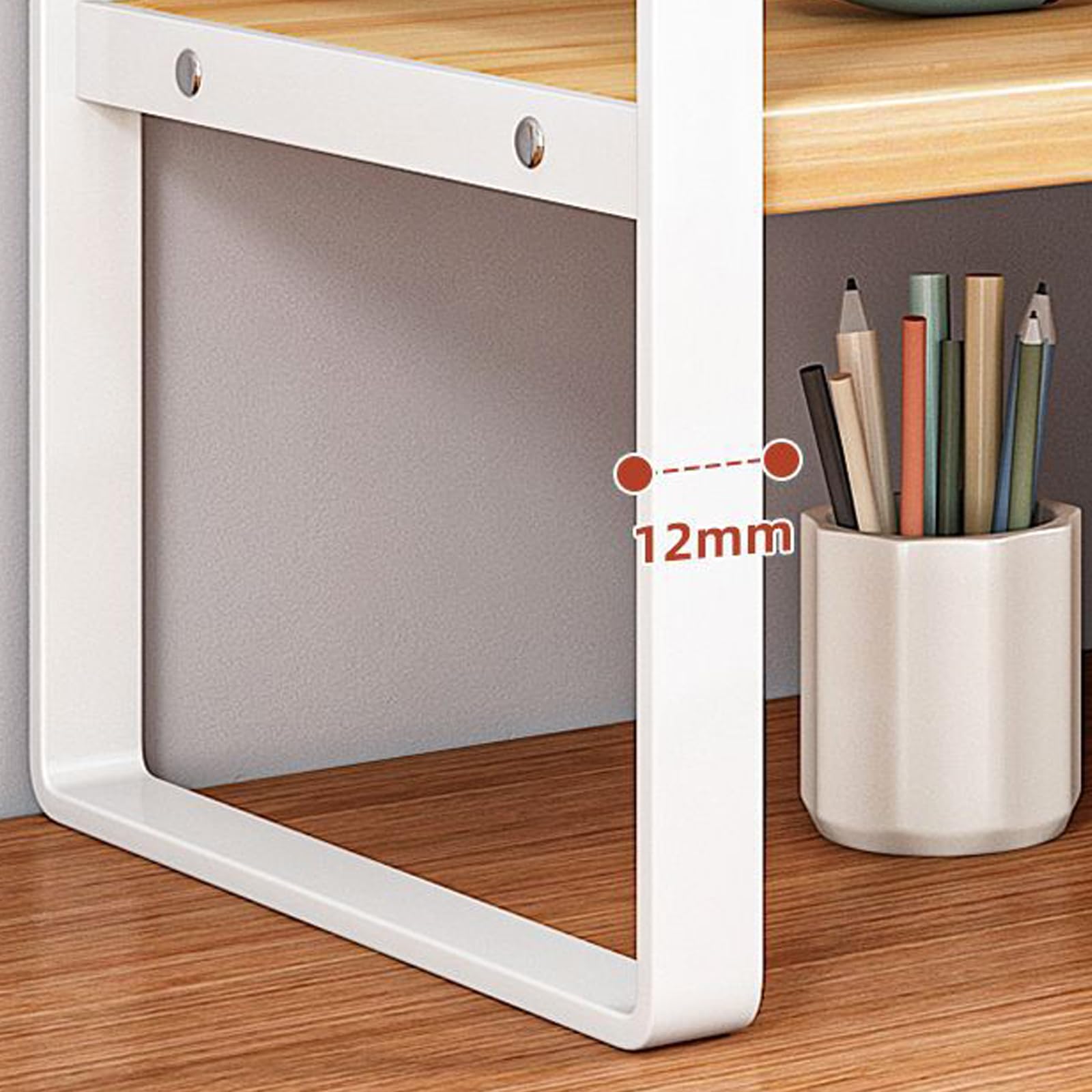 Adjustable Desktop Organizer Shelf - White Office Storage Rack for Computer Desk, Bookshelf & Office Supplies | Perfect for Home Office, Study Room & Workspace Organization