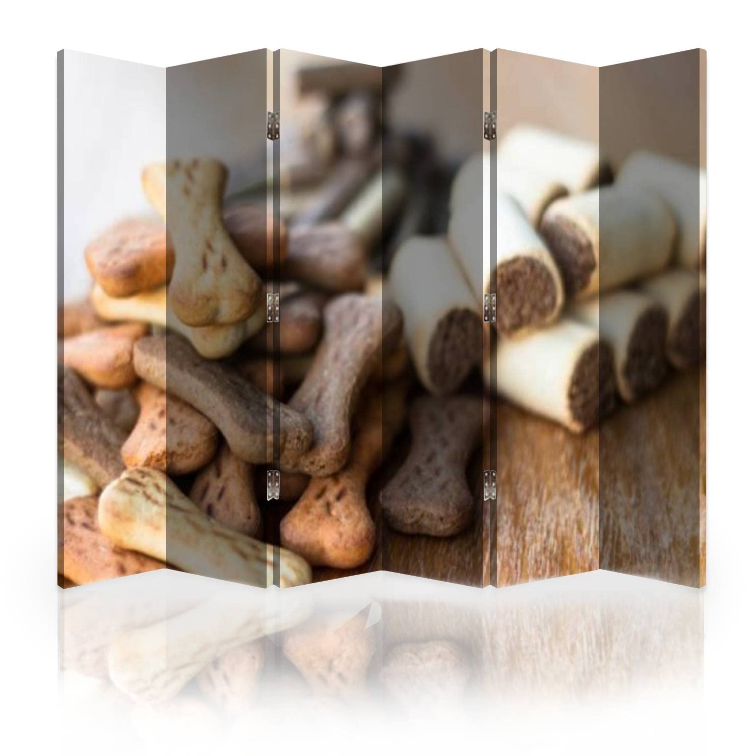 Dog Room Divider Screen - 6 Panel Canvas Partition for Privacy & Pet Snacks Storage