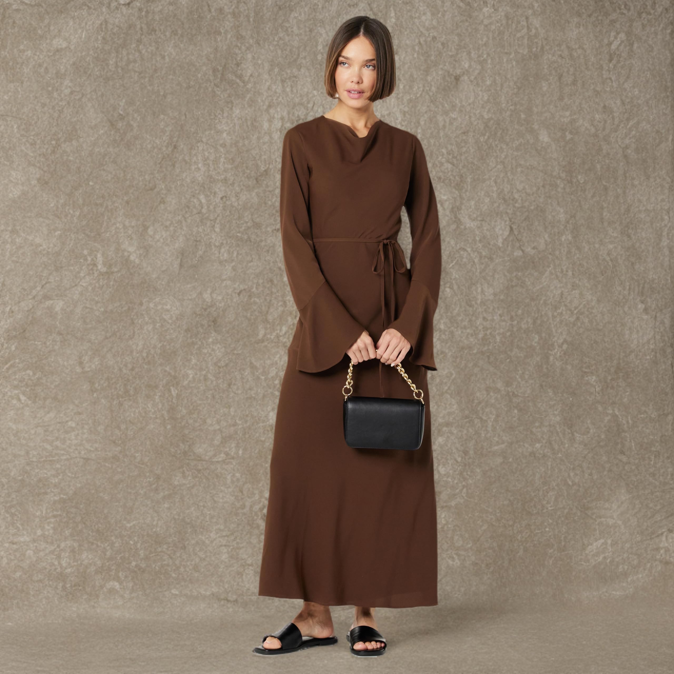 The Drop Women's Flared Sleeve Maxi Dress by @withloveleena | Elegant Boho Flowy Long Dress for Summer, Beach, Weddings & Special Occasions