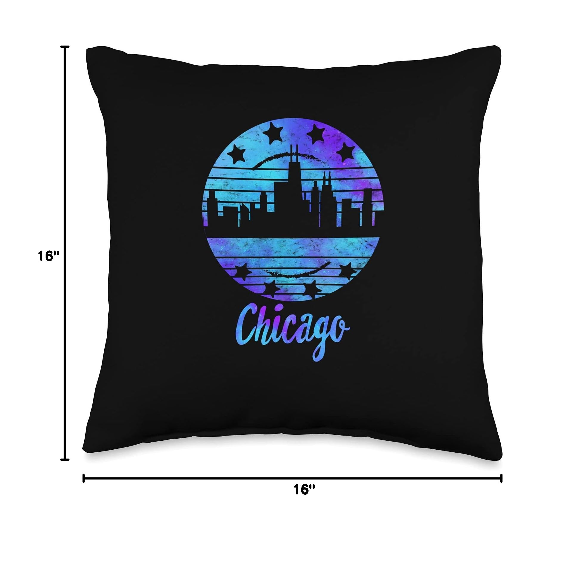 Chicago Flag Throw Pillow - Illinois USA Souvenir with Skyline Design - Perfect for Home Decor, Gifts & Chicago Pride Display