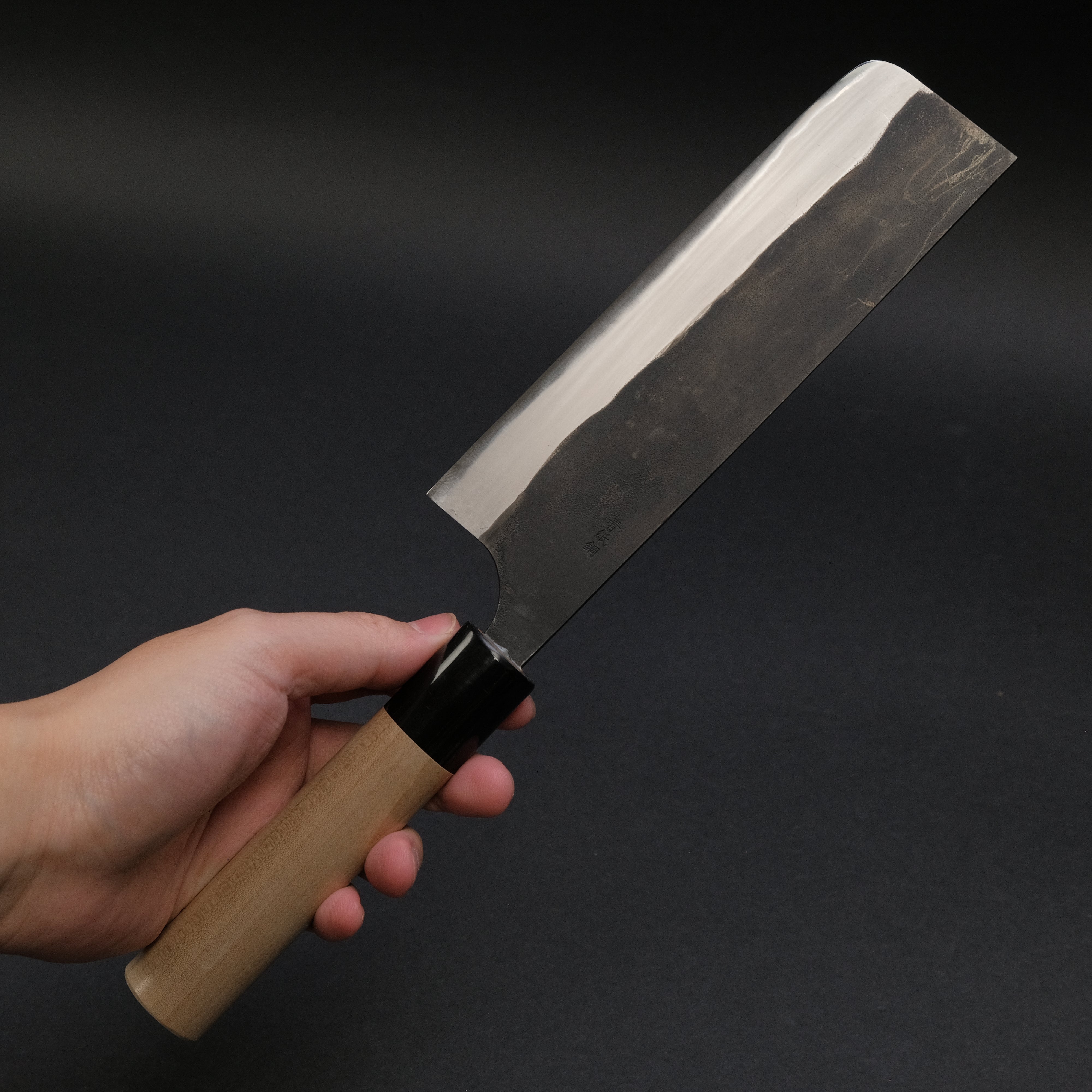 Premium Japanese Nakiri Knife 165mm - Morihei Munetsugu Blue #2 Steel Kurouchi Finish with Ho Wood Handle - Perfect for Vegetable Chopping, Slicing & Asian Cuisine Prep
