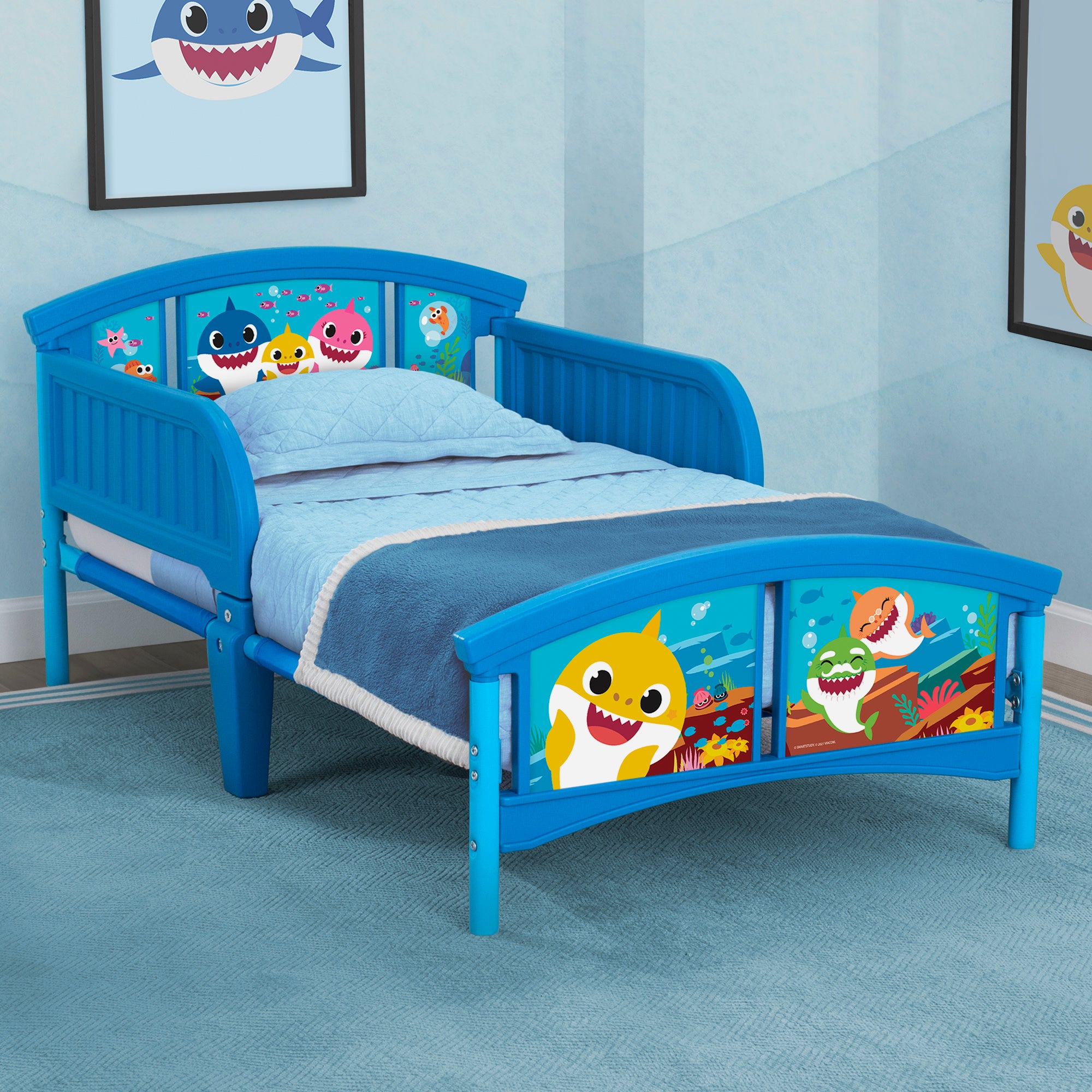 Baby Shark Toddler Plastic Bed for Kids - Fun & Safe Nursery Furniture for Boys & Girls | Perfect for Bedrooms, Playrooms & Daycare Centers