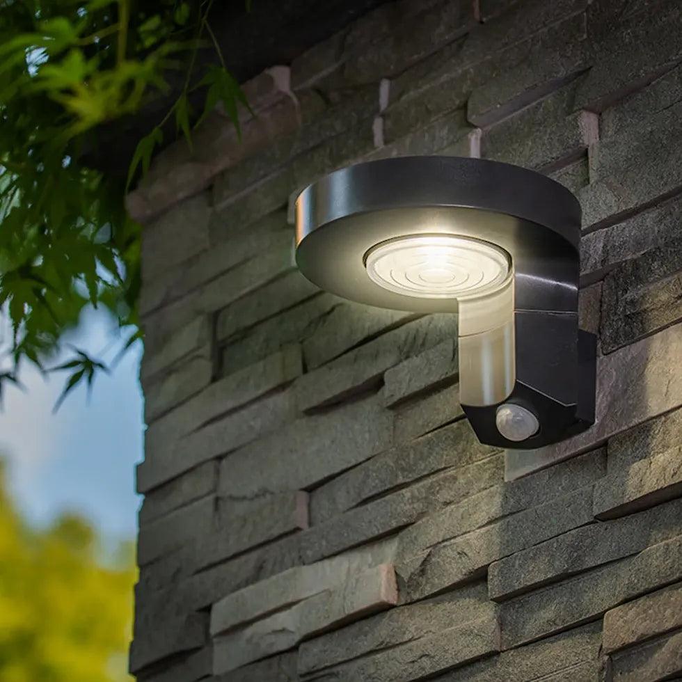 Solar Powered Outdoor Wall Lights - Round Black Waterproof LED Light for Garden, Patio, and Pathway - Energy Efficient Night Lighting for Home Exterior