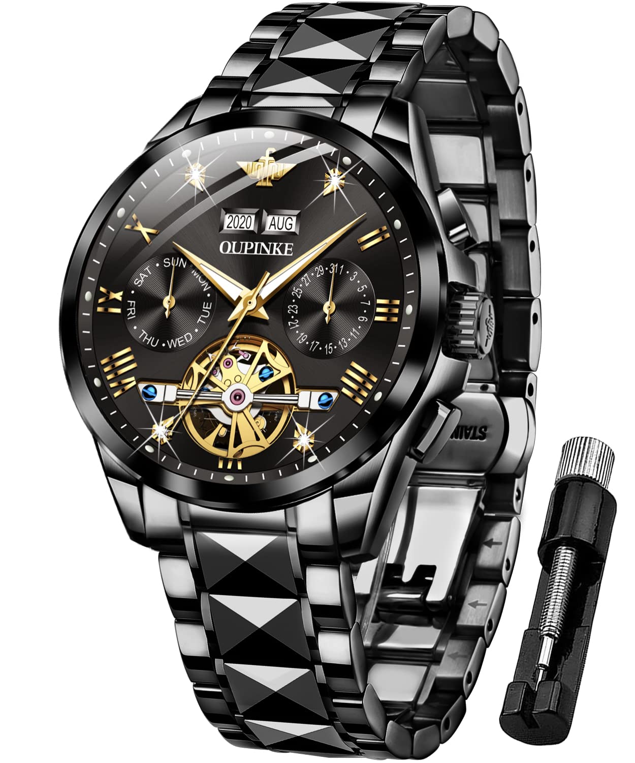 Swiss Automatic Men's Watch - Luxury Skeleton Tourbillon Self-Winding Dress Watch with Sapphire Crystal | Perfect for Business, Formal Events & Gifts