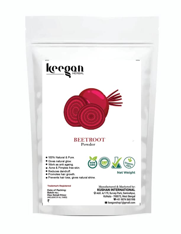 Organic Keegan Beetroot Powder for Skin & Hair Care - 200g Pouch | Natural Skin Brightening, Hair Growth Treatment | Vegan, Gluten-Free Superfood for Smoothies, Face Masks & DIY Beauty