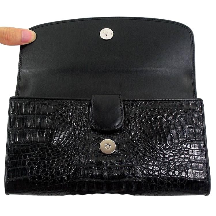 Genuine Black Crocodile Leather Women's Trifold Wallet - Stylish & Durable for Everyday Use, Business, and Travel