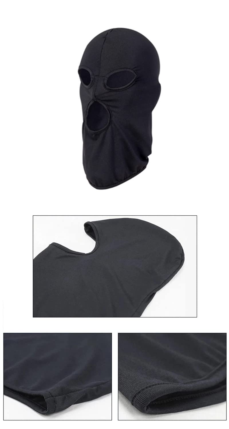 3 Hole Full Face Mask for Men & Women - Breathable Thin Balaclava for Motorcycle, Bike, Hunting, Cycling, Ski & Outdoor Sports - Cold Weather Protection & UV Defense
