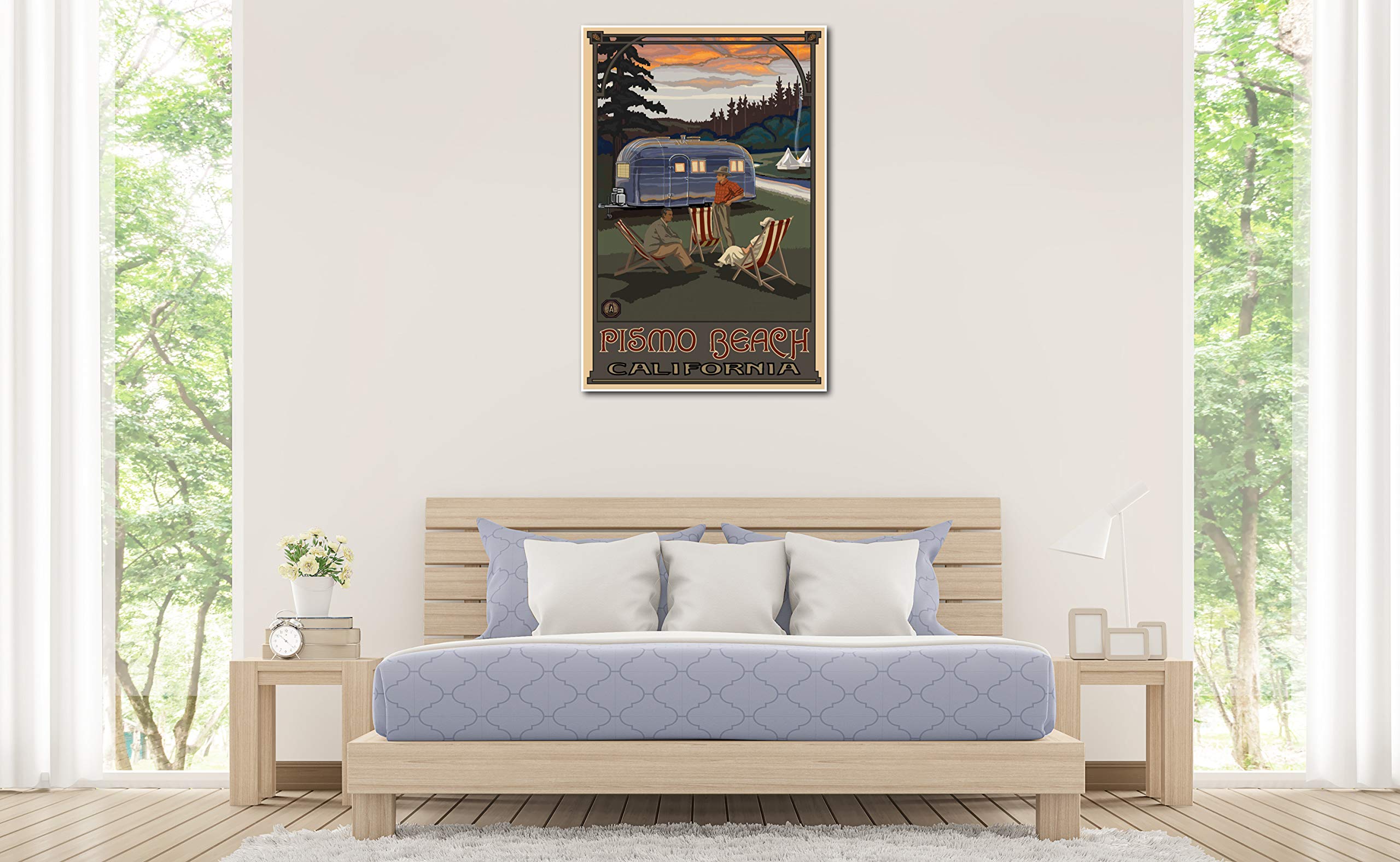 California Airstream Trailer Art Print - Pismo Beach Travel Poster by Paul A. Lanquist - 30x45 Inch Giclee Wall Decor for Home, Office & RV Interior Design
