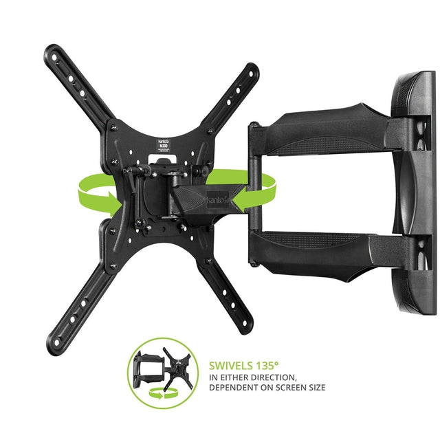 Kanto M300 Full Motion TV Wall Mount for 26-55 Inch Flat Screen TVs - Adjustable Articulating Arm for Living Room, Bedroom & Office Setup