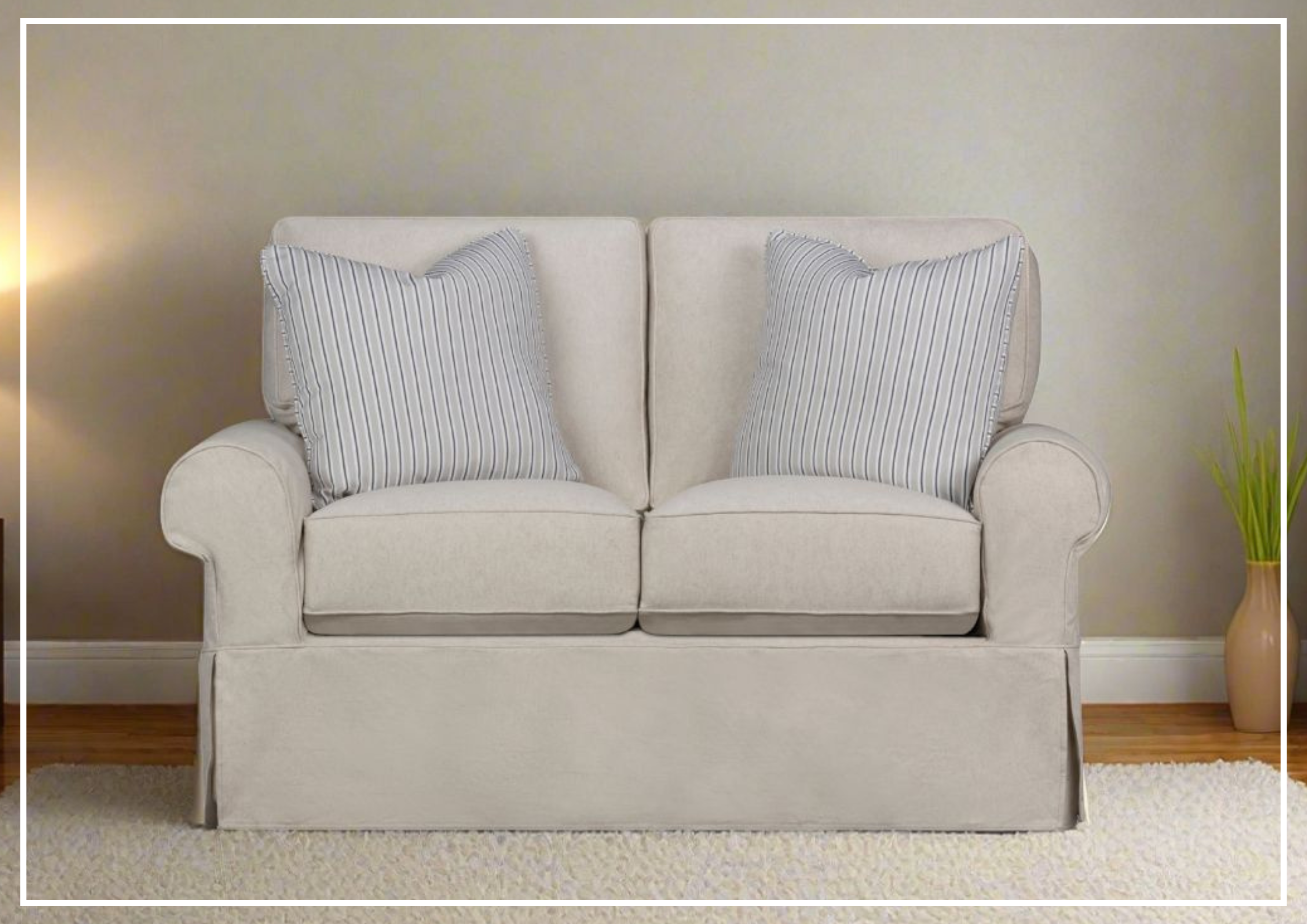Klaussner Katelin Loveseat Slipcover - Premium John Linen Sepia Fabric - Perfect for Living Room, Bedroom & Home Decor - Washable & Durable Sofa Cover for Pets & Kids