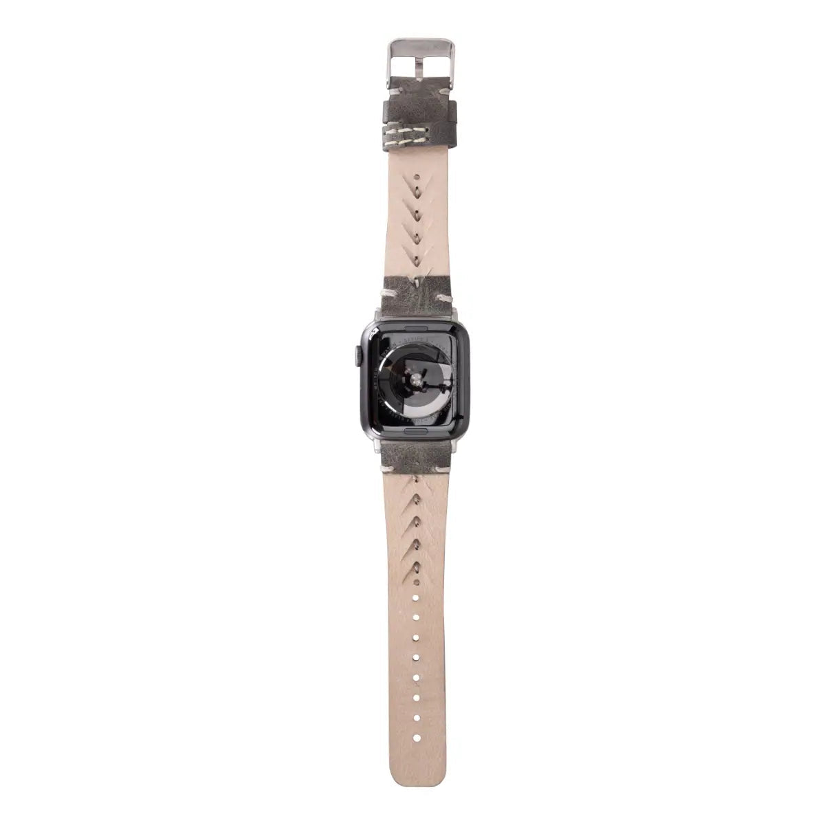 Burnished Gray Leather Sport Apple Watch Band for Men & Women - Durable & Comfortable Strap for Workouts, Running & Everyday Wear (Boras)