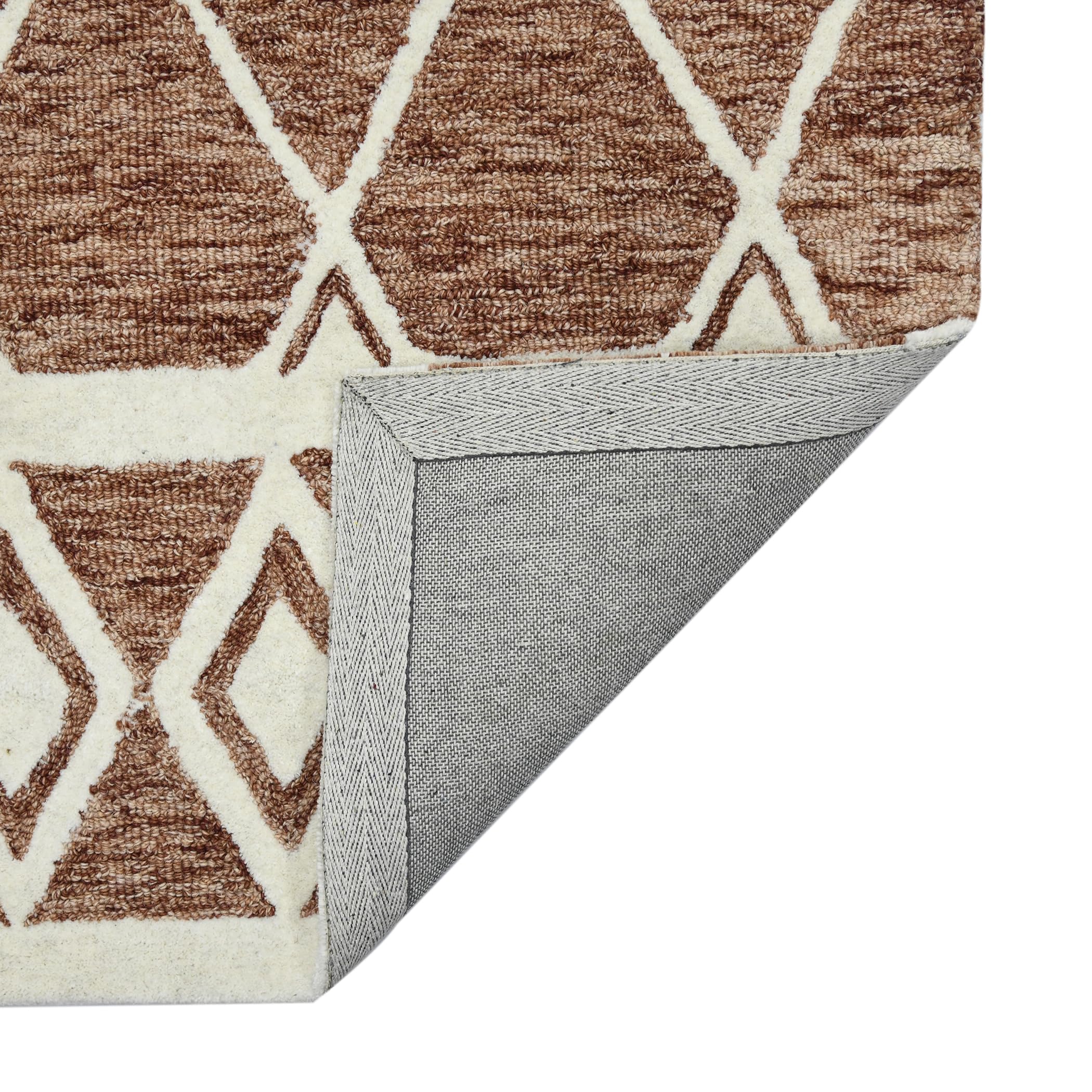 AMER Rugs Vista Raton Sienna Collection Hand-Hooked 100% Wool 8x10 Area Rug - Geometric Pattern Red - Premium Living Room, Bedroom & Kitchen Rug for Home Decor