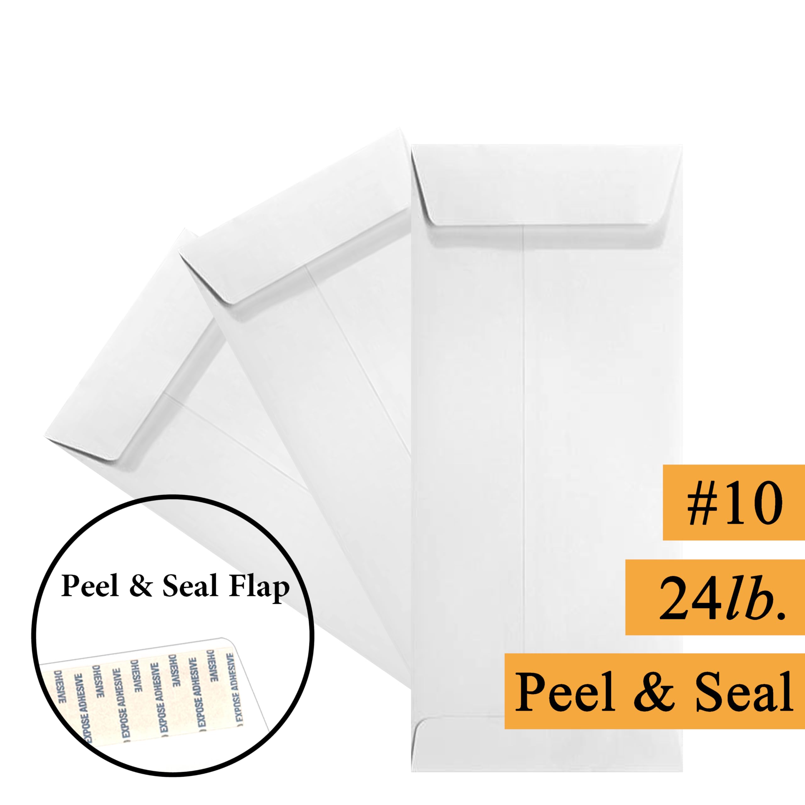 500 Premium 24lb White Policy Envelopes (4 1/8 x 9 1/2 Inch) - Peel & Seal Open End Security Envelopes for Business, Banking & Mailing Documents - Cashier Depot No.10 Commercial Envelopes Bulk Pack