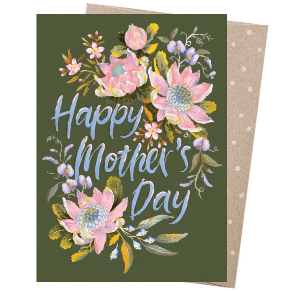 Earth Greetings Card - Jayne Branchflower Mother's Day Waratah Floral Design - Perfect for Mother's Day Gifts, Birthday Cards & Special Occasions