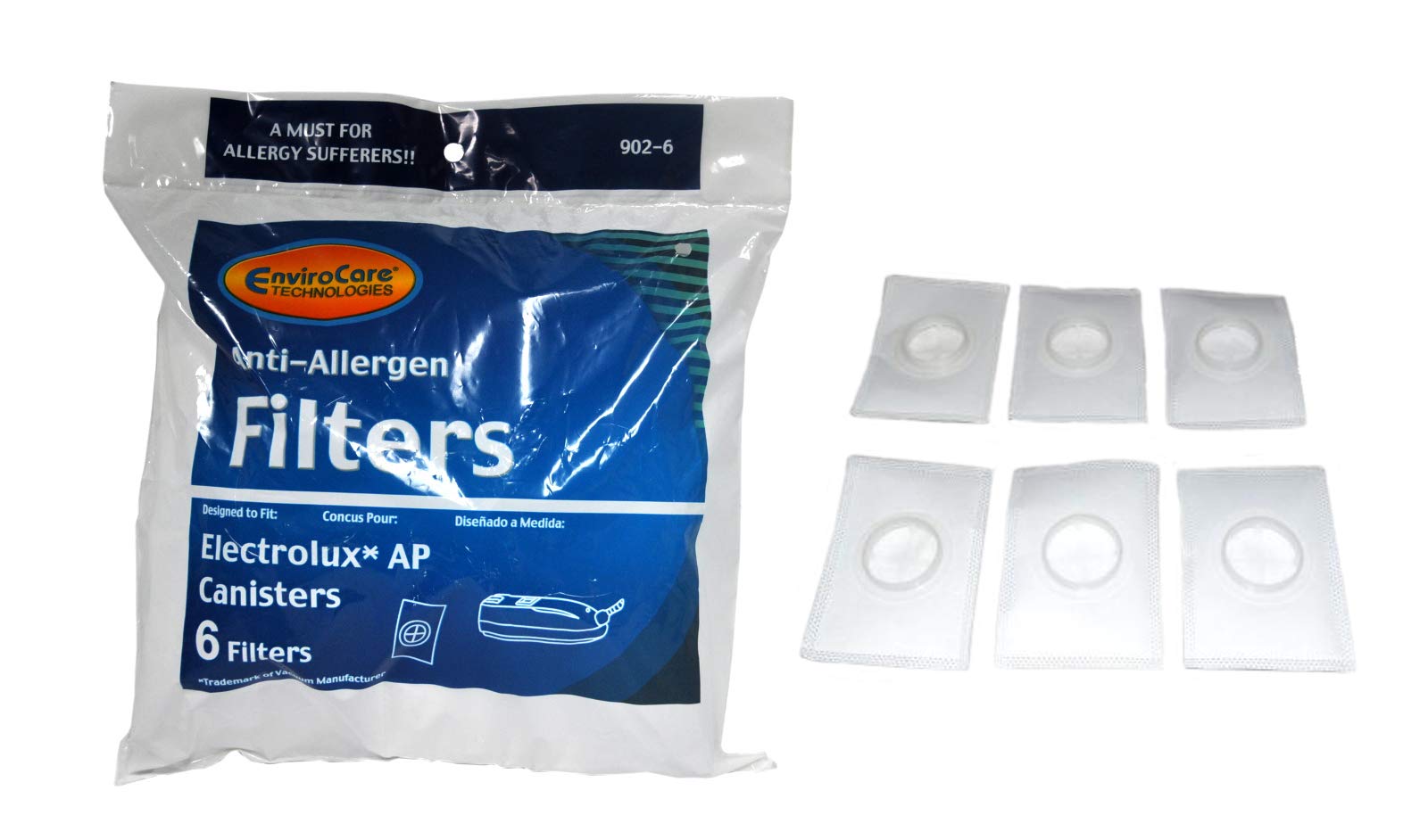 Envirocare HEPA Anti-Allergen Vacuum Filters - Replacement for Electrolux AP Canister Vacuums 902-6 - Traps Dust, Pollen & Pet Dander - Ideal for Allergy Sufferers & Pet Owners