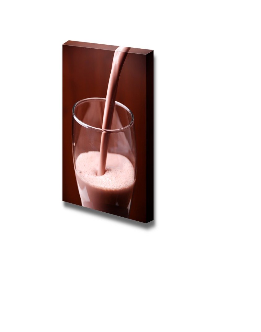 Premium Canvas Wall Art - Fresh Chocolate Milk Pouring - 24x16 Inches - Modern Kitchen & Dining Room Decor