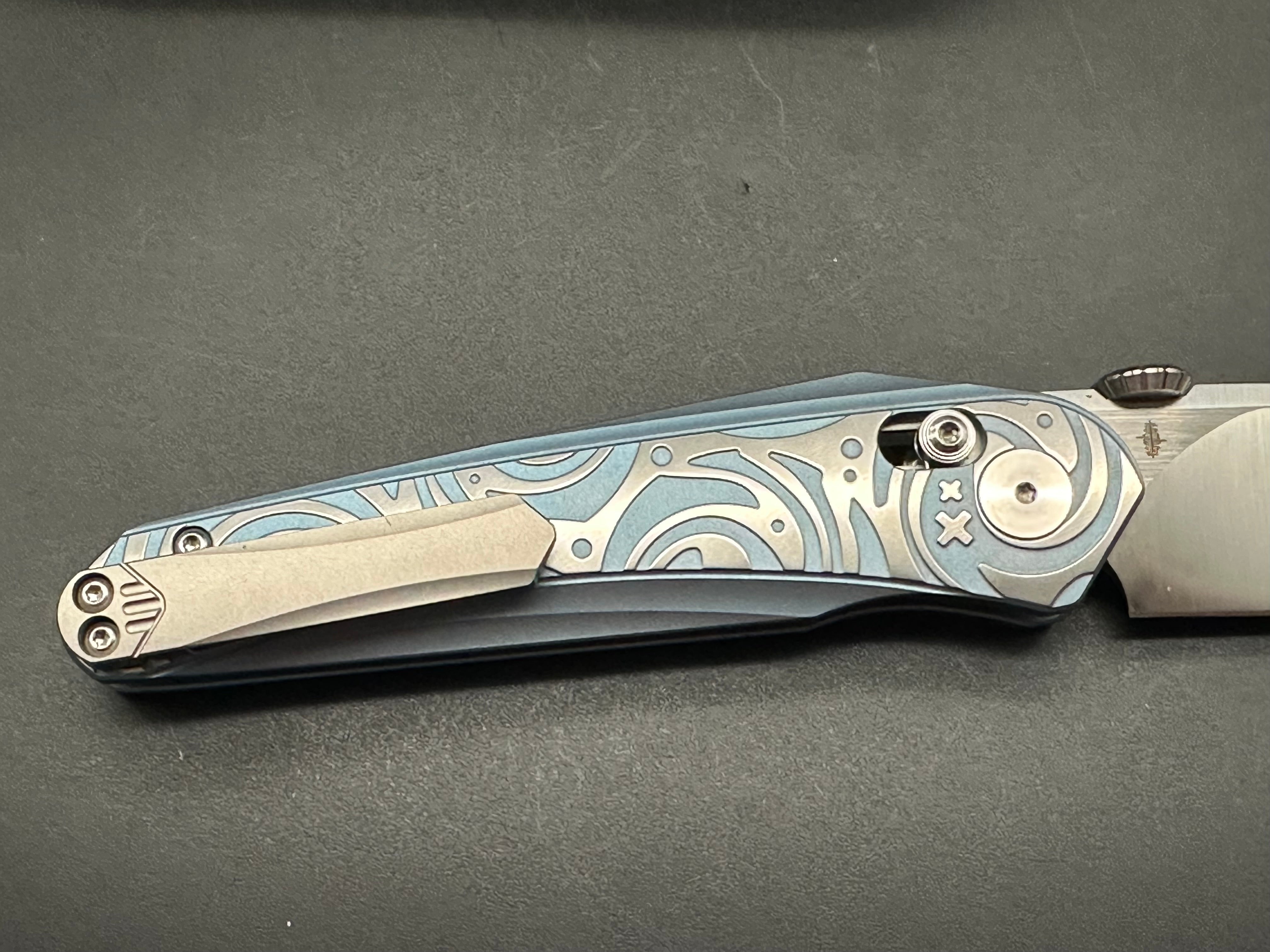 Bestech Mothus Folding Knife - Blue Titanium Handle, M390 Steel Plain Edge, Satin Finish BT2206A | EDC, Outdoor Camping, Hunting & Survival Gear