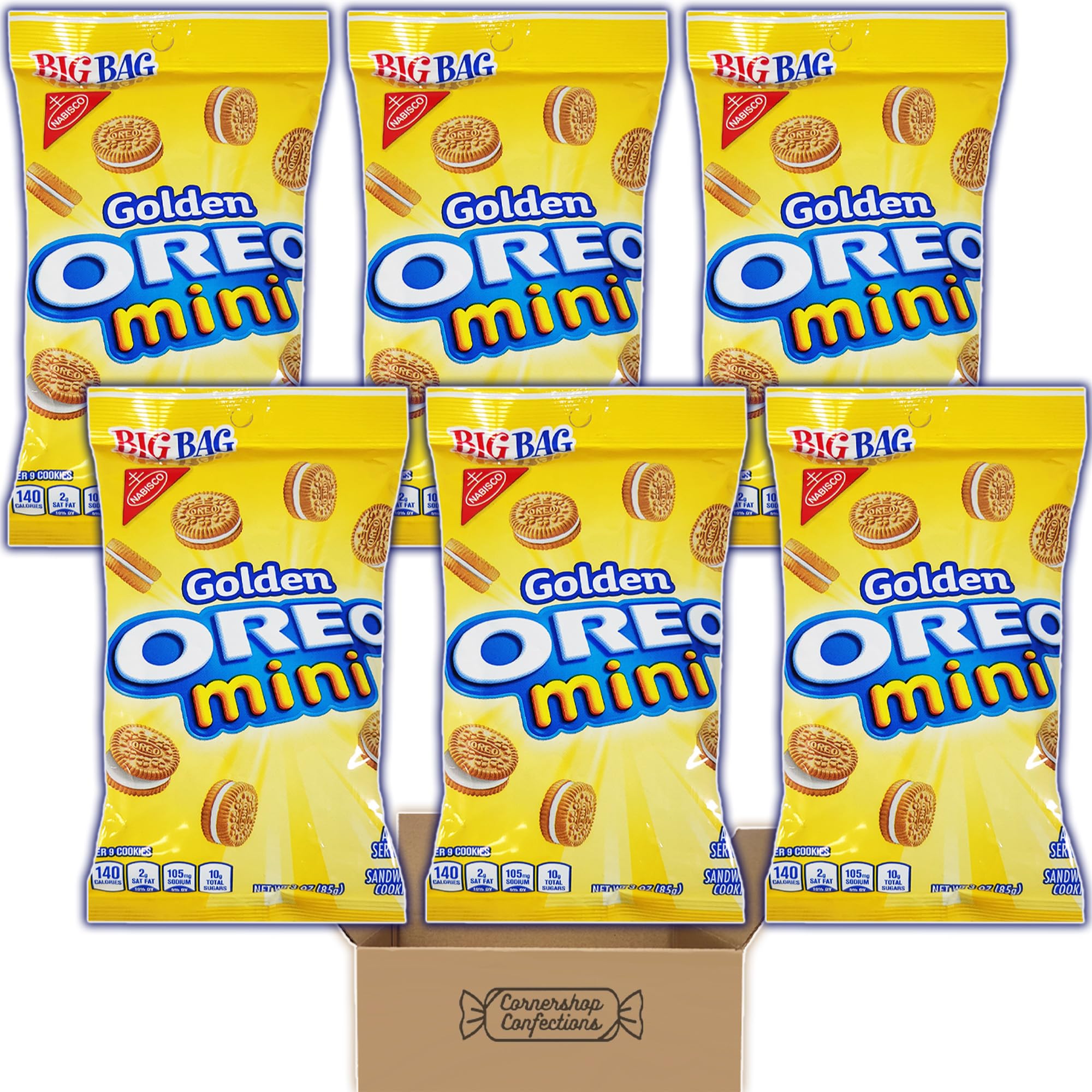 Golden OREO Mini Sandwich Cookies - 6 Individually Sealed 3 oz Bags - Bulk Snack Pack for Lunch Boxes, Movie Nights & On-the-Go | Perfect for School, Office & Travel Snacking
