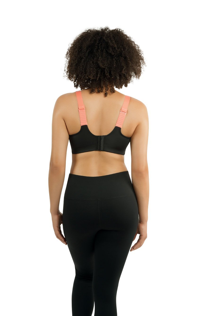 Parfait Power Fit Unlined Moderate Impact Sports Bra - Black with Pink Blush | Comfortable Workout & Yoga Support for Women
