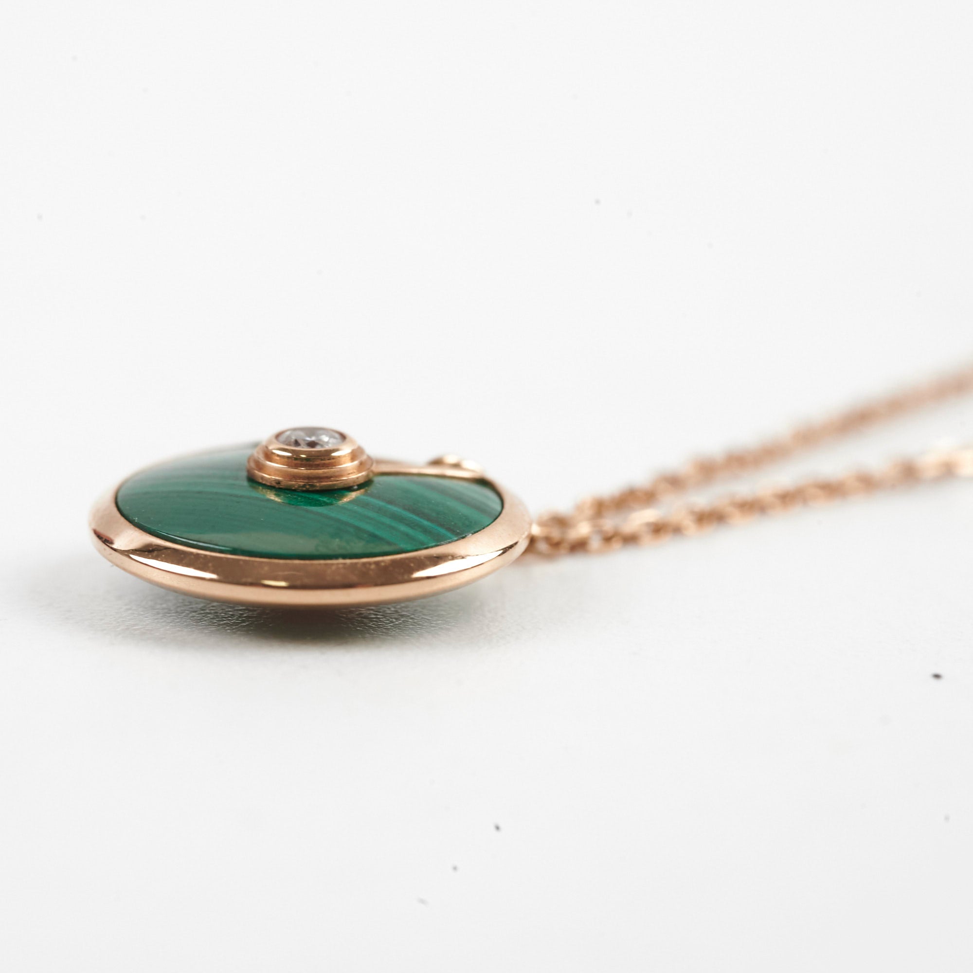 Cartier Amulette de Cartier Necklace - XS Model with Genuine Malachite & Diamond | Elegant Jewelry Gift for Women, Perfect for Weddings & Special Occasions