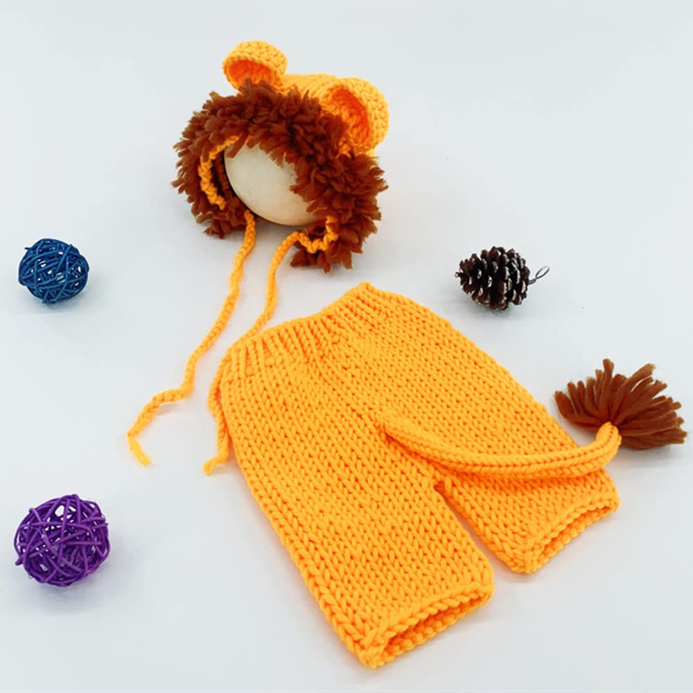 AIXIANG Handmade Baby Lion Costume Set - Newborn Halloween Outfit with Cap & Pants for Photo Props | Perfect Halloween Gift for Baby Boys | Great for Halloween Parties, Photoshoots & Dress-Up